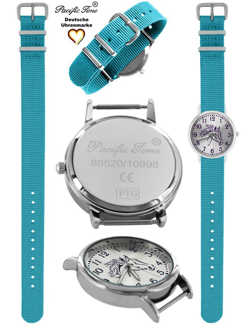 Pacific Time Quarzuhr Kinder Armbanduhr Pferd violett Wechselarmband, Mix und Match Design - Gratis Versand