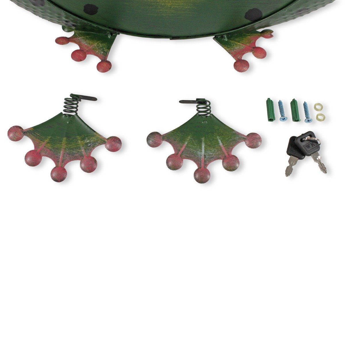 cm Metall-Briefkasten hoch) Schlüsseln, Metall, mit Froschkönig colourliving 60 2 handbemalt, Briefkasten (aus
