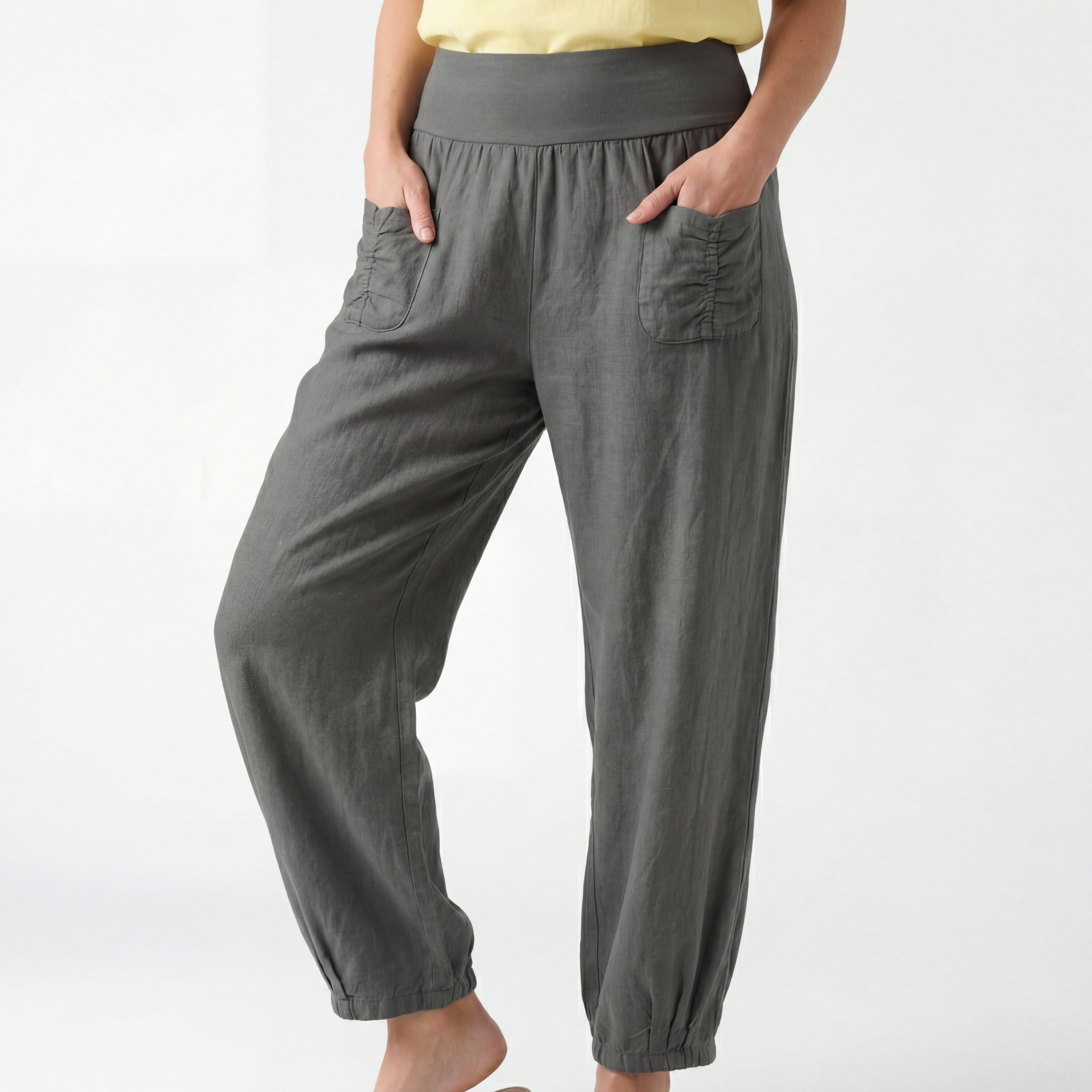 OriginalYou Leinenhose Sommerliche Leinen Pumphose luftig leichte Schlupfhose luftig & leichtes Leinengewebe, elastischer Bund, in Unifarbe