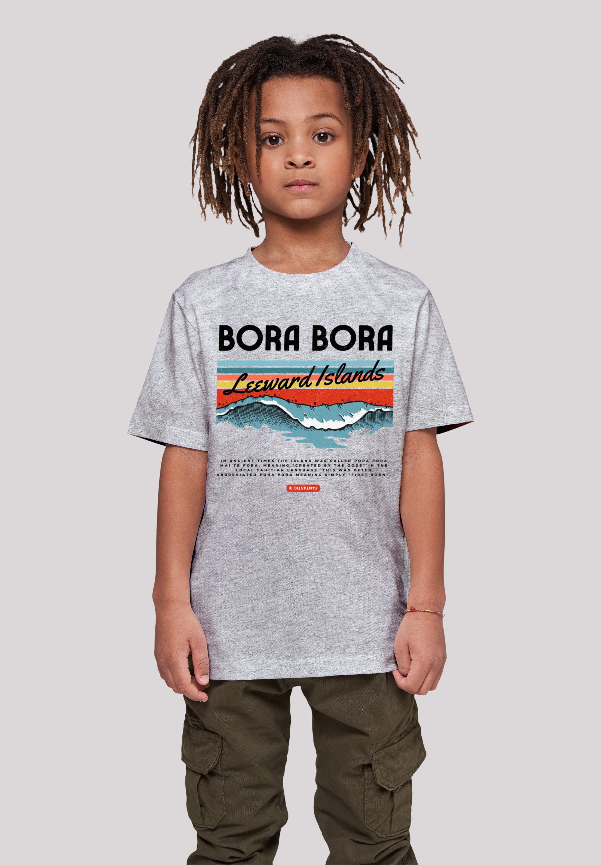 F4NT4STIC T-Shirt Bora Bora Leewards Island Print heather grey