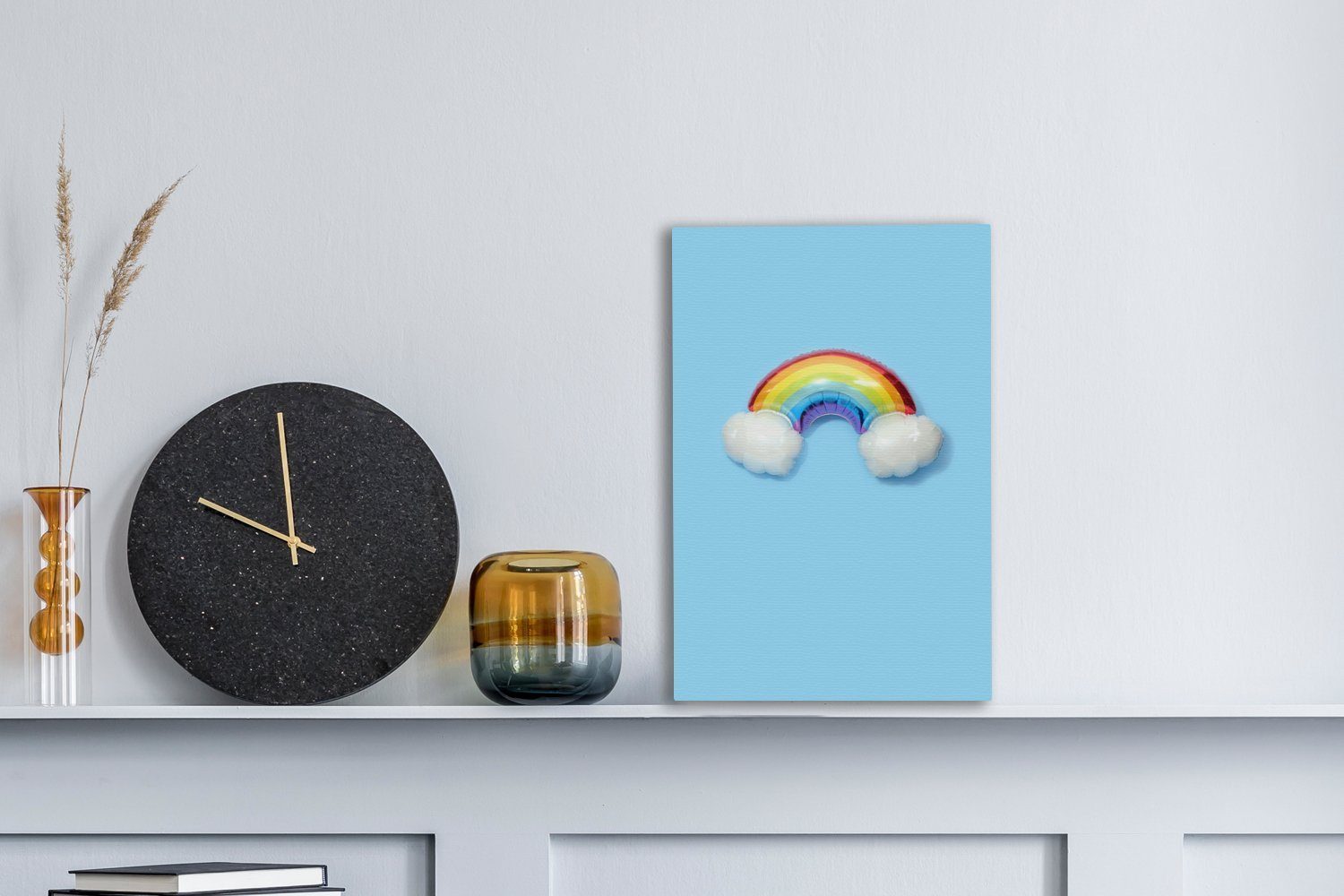 20x30 Wolken, St), bespannt Leinwandbild (1 inkl. Gemälde, Ein fertig aus flauschigen Zackenaufhänger, Regenbogen Leinwandbild cm OneMillionCanvasses®