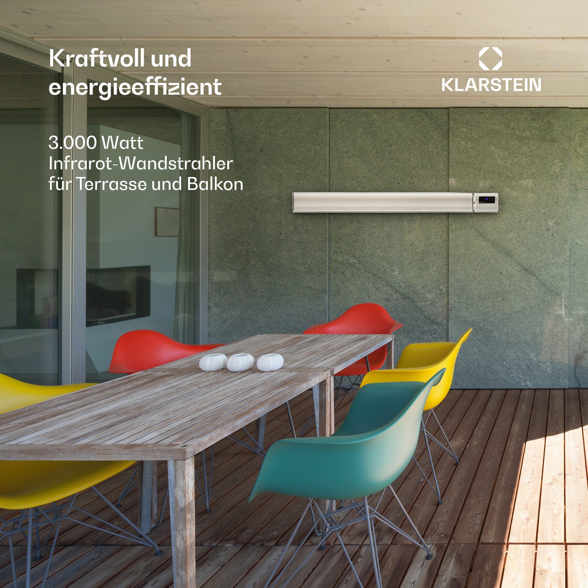 blumfeldt Terrassenstrahler CosmicBeam Plus XX, Infrarot Heizstrahler Terrasse Wand Terrassenheizstrahler IR Strahler