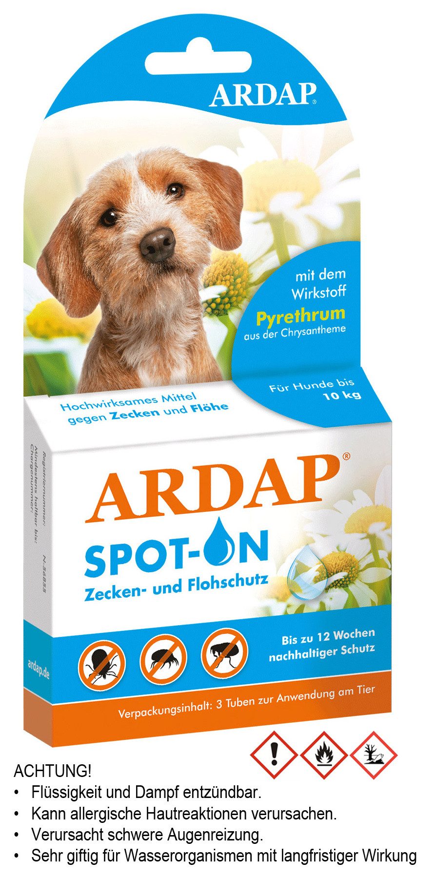 Insektenspray Ardap Spot-On für Hunde unter 10 kg - 3 x 1.0 ml