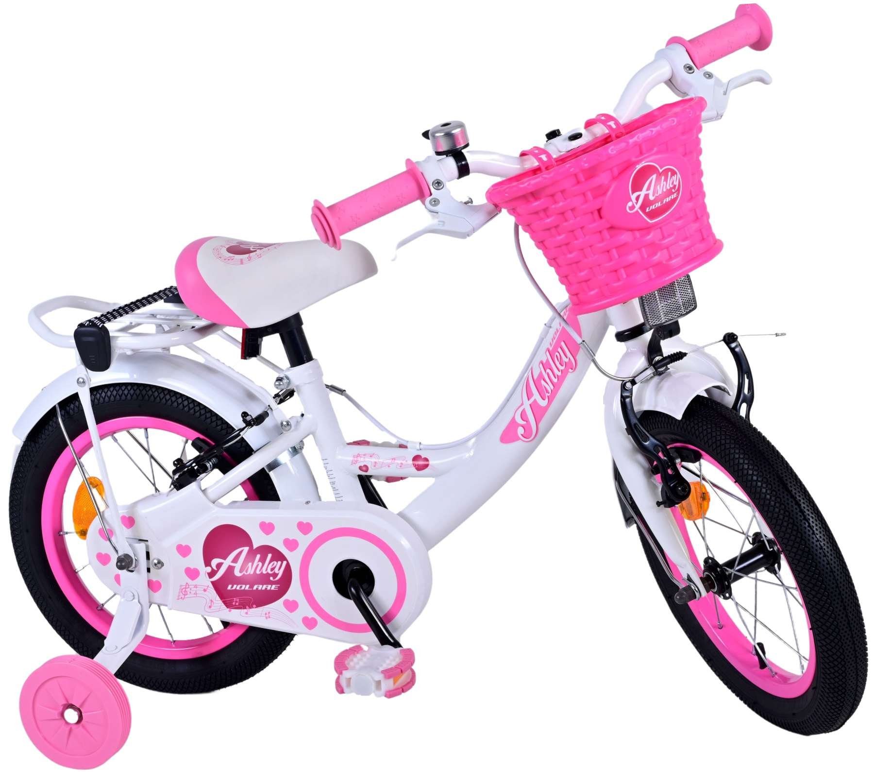 TPFSports Kinderfahrrad Volare Ashley 14 Zoll mit 2x Handbremse, 1 Gang, (Mädchen Fahrrad - Rutschfeste Sicherheitsgriffe), Kinder Fahrrad 14 Zoll mit Stützräder Laufrad Mädchen Kinderrad