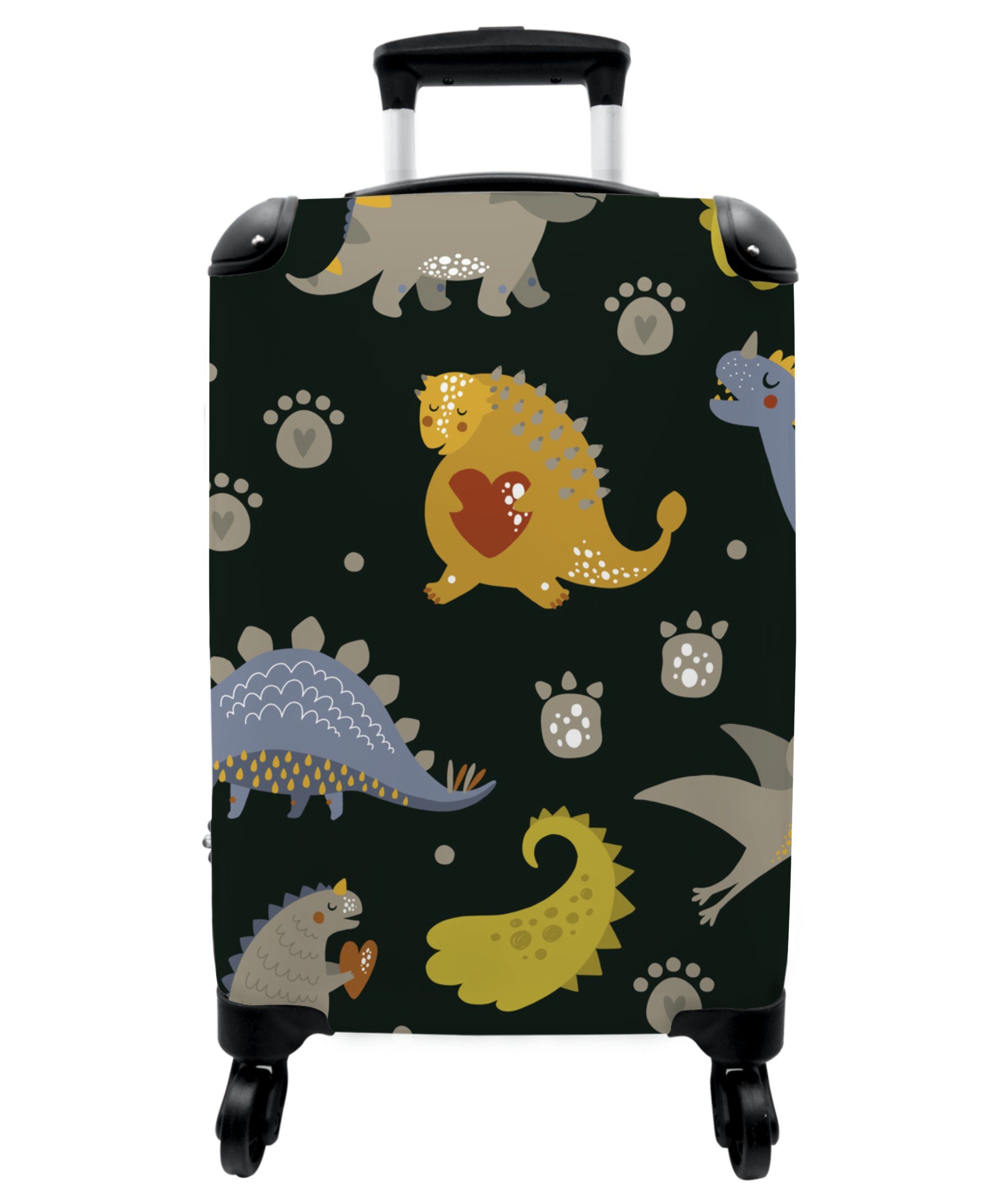 Kinder, - - rollen, für - Rollen, - mit Kindertrolley, Junge Handgepäck 4 Koffer Reisetasche 55x35x20cm Ferien, Pfotenabdruck NoBoringSuitcases.com© Muster Kinderkoffer Dinosaurier