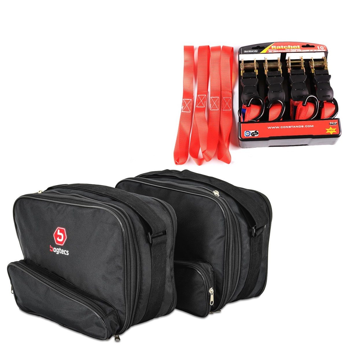 Bagtecs Reisetasche Spanngurt Set + Koffer Innentaschen passend für BMW R 1200 RT / R 1250