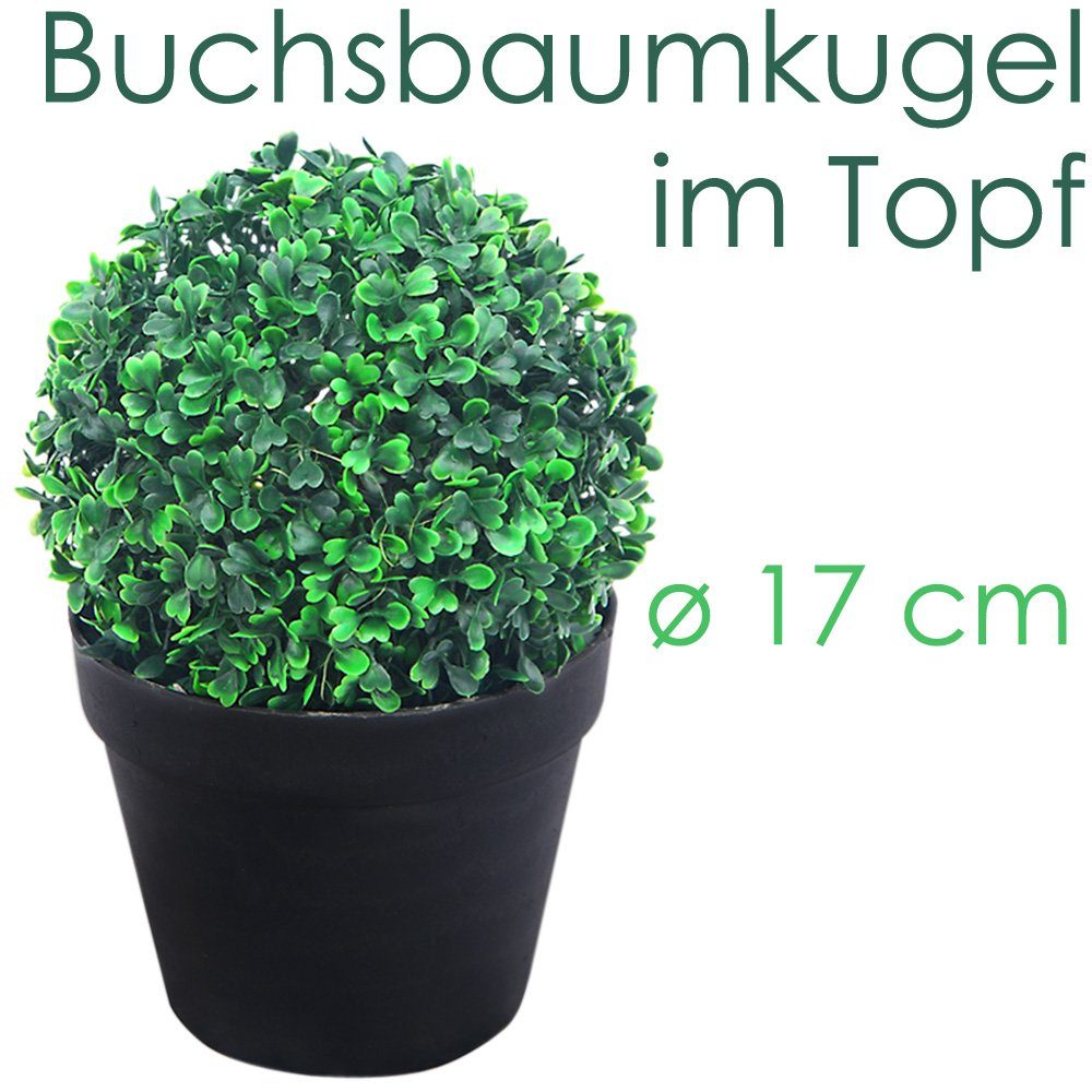 Kunstpflanze Buchsbaum Kugel Künstliche Pflanze Buxus im Blumentopf Decovego, Decovego