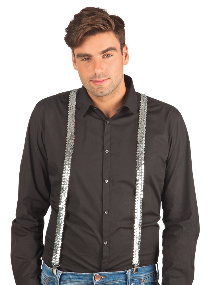 Boland Kostüm-Flügel Hosenträger Michel mit Pailletten - Silber günstig online kaufen