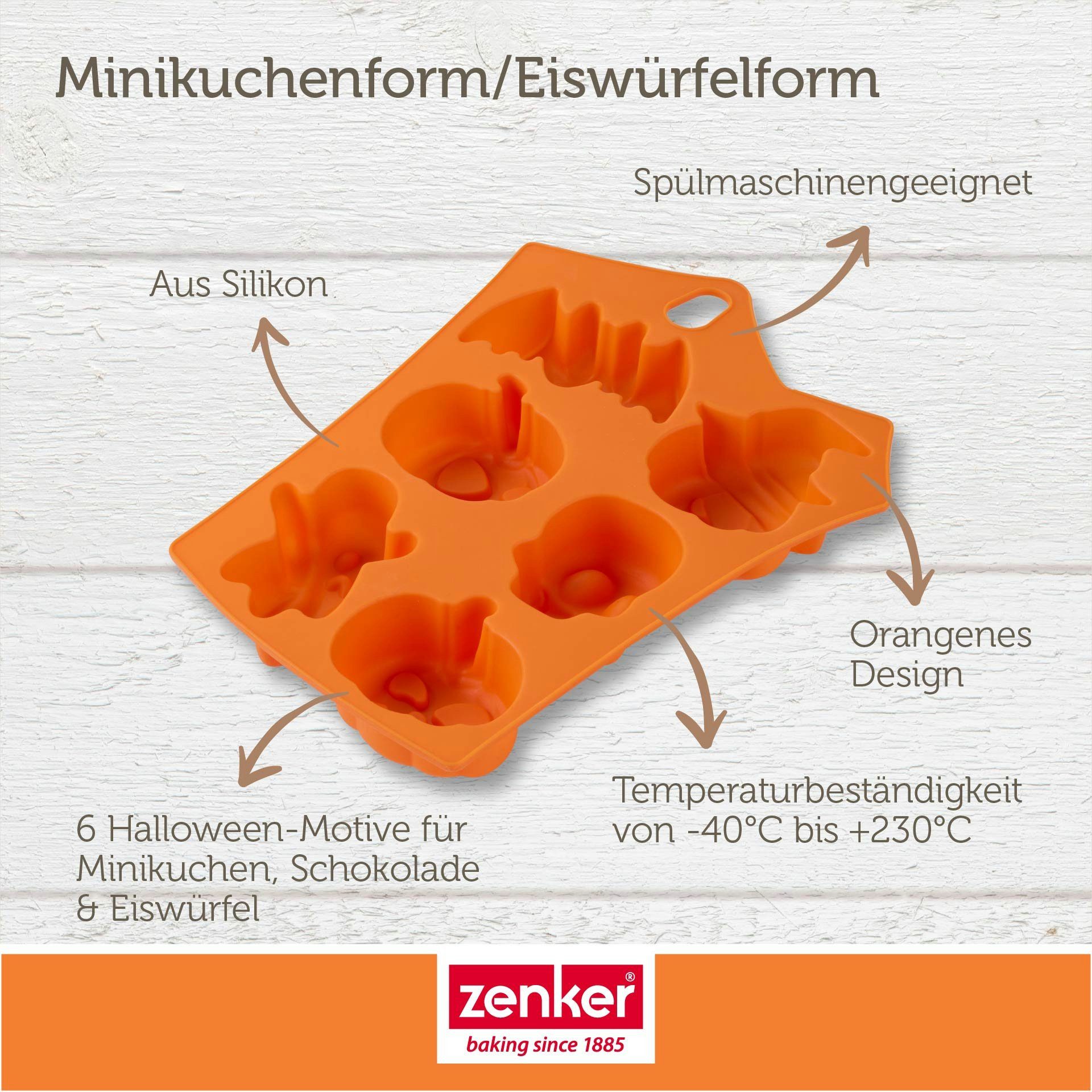 Zenker Eiswürfelform Halloween Backform, Minikuchenform, Silikonform