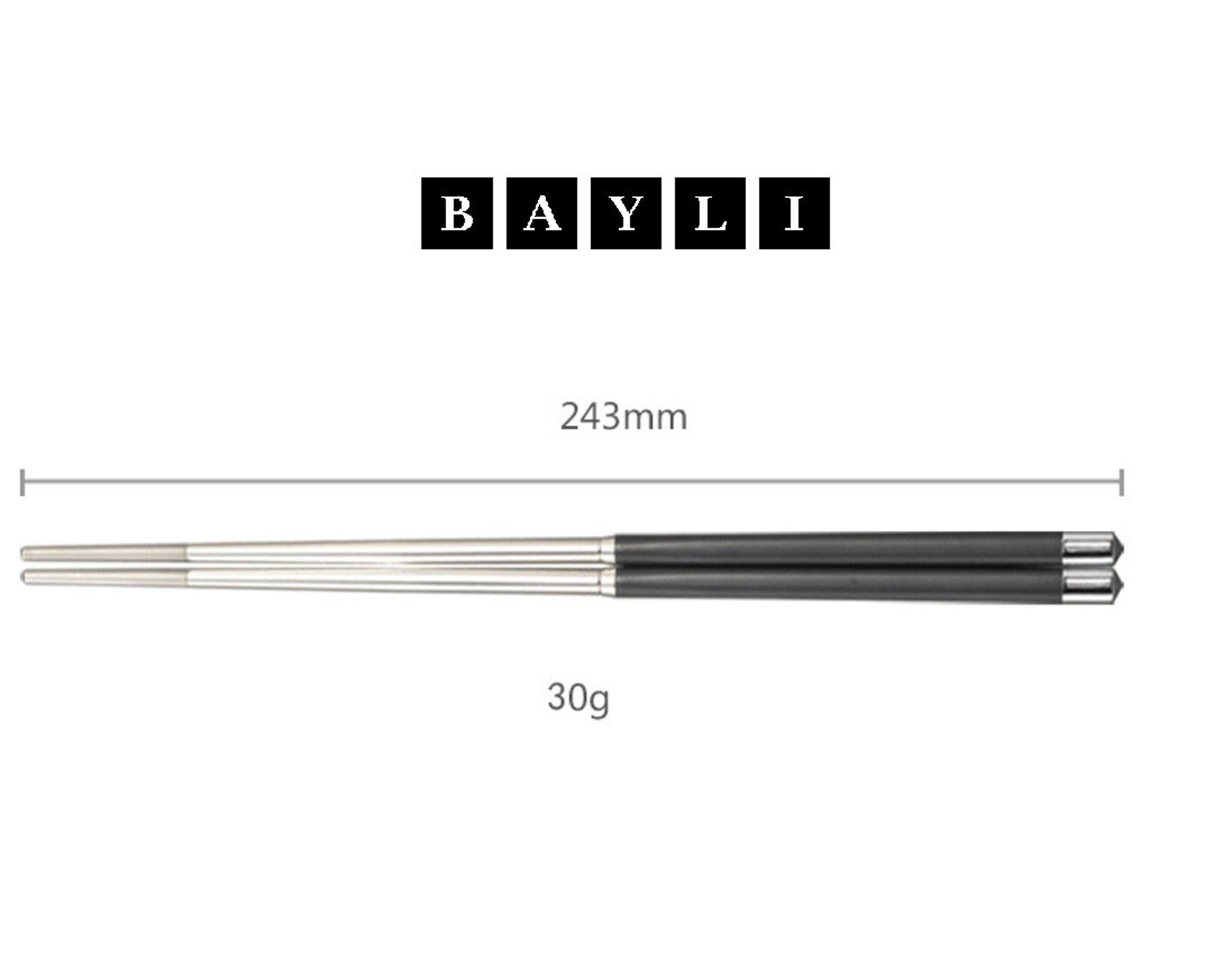 BAYLI Pizzaschneider 2 Paar Chinesische Essstäbchen Set aus Edelstahl, edle Sushi Stäbchen – Bild 3 von 5