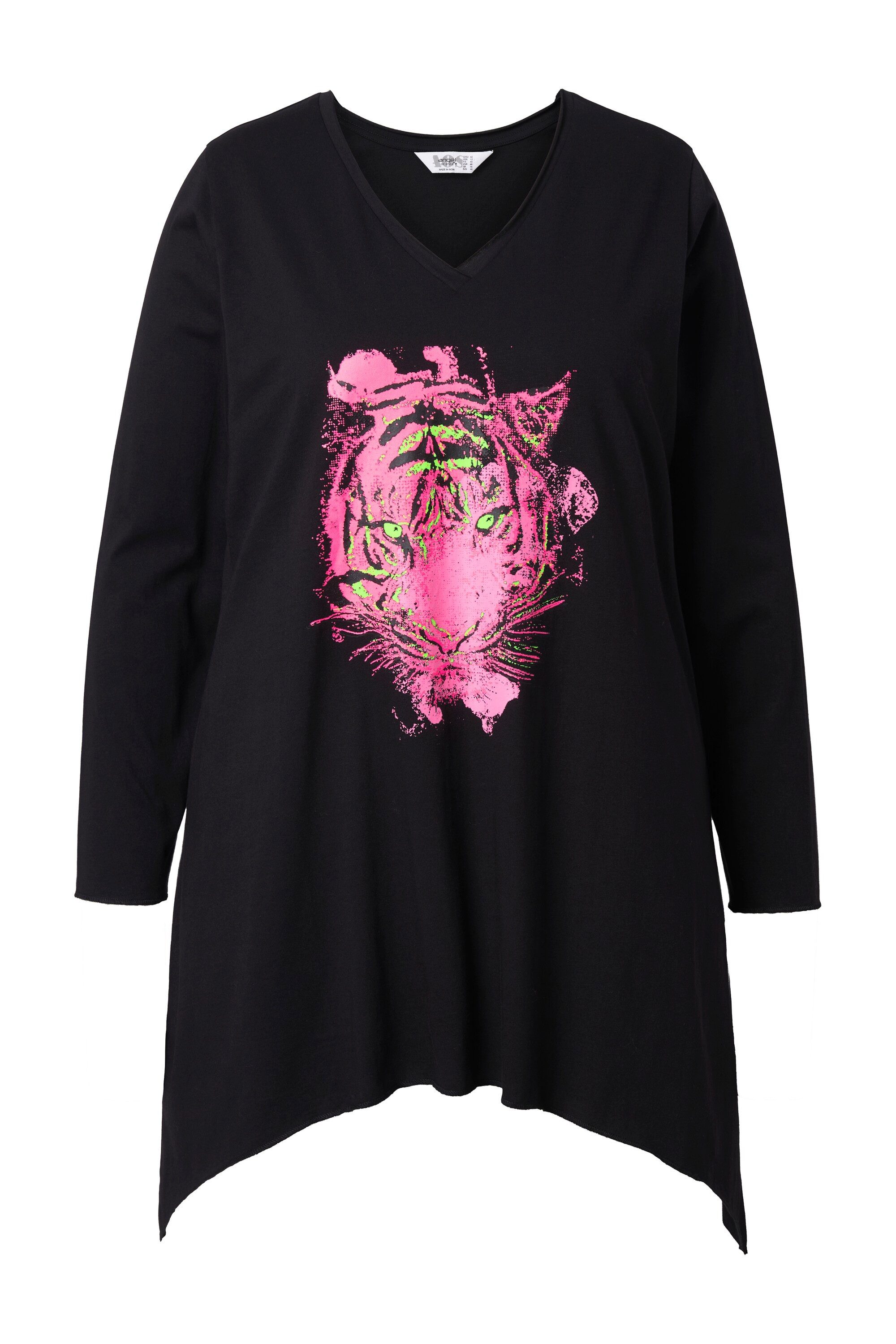 Angel of Style T-Shirt Langarmshirt A-Linie Neon Tigermotiv Zipfelsaum günstig online kaufen