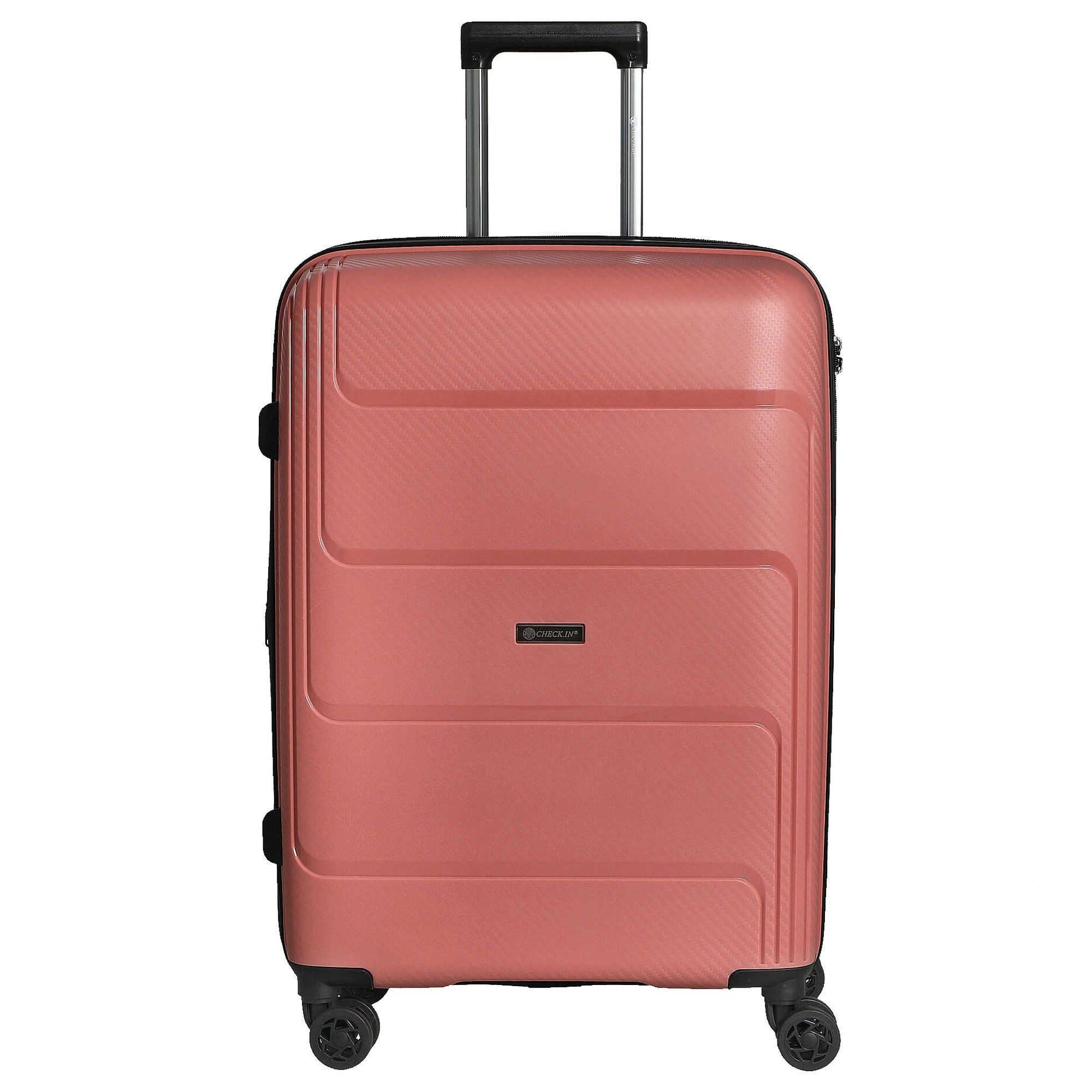 CHECK.IN® Koffer St. Louis - 4-Rollen-Trolley 67 cm erw. (altrosa), 4 Rollen Rollen