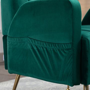 MODFU Loungesessel Sessel Fernsehsessel Freizeitstuhl Relaxsessel (mit eitentaschen, Samt), mit goldenen Füßen