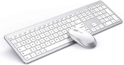 Seenda Ultra-Dünne Wiederaufladbare, Tastatur- und Maus-Set, Ergonomische mit Silikon Staubschutz für/Laptop/Smart TV QWERTZ Layout