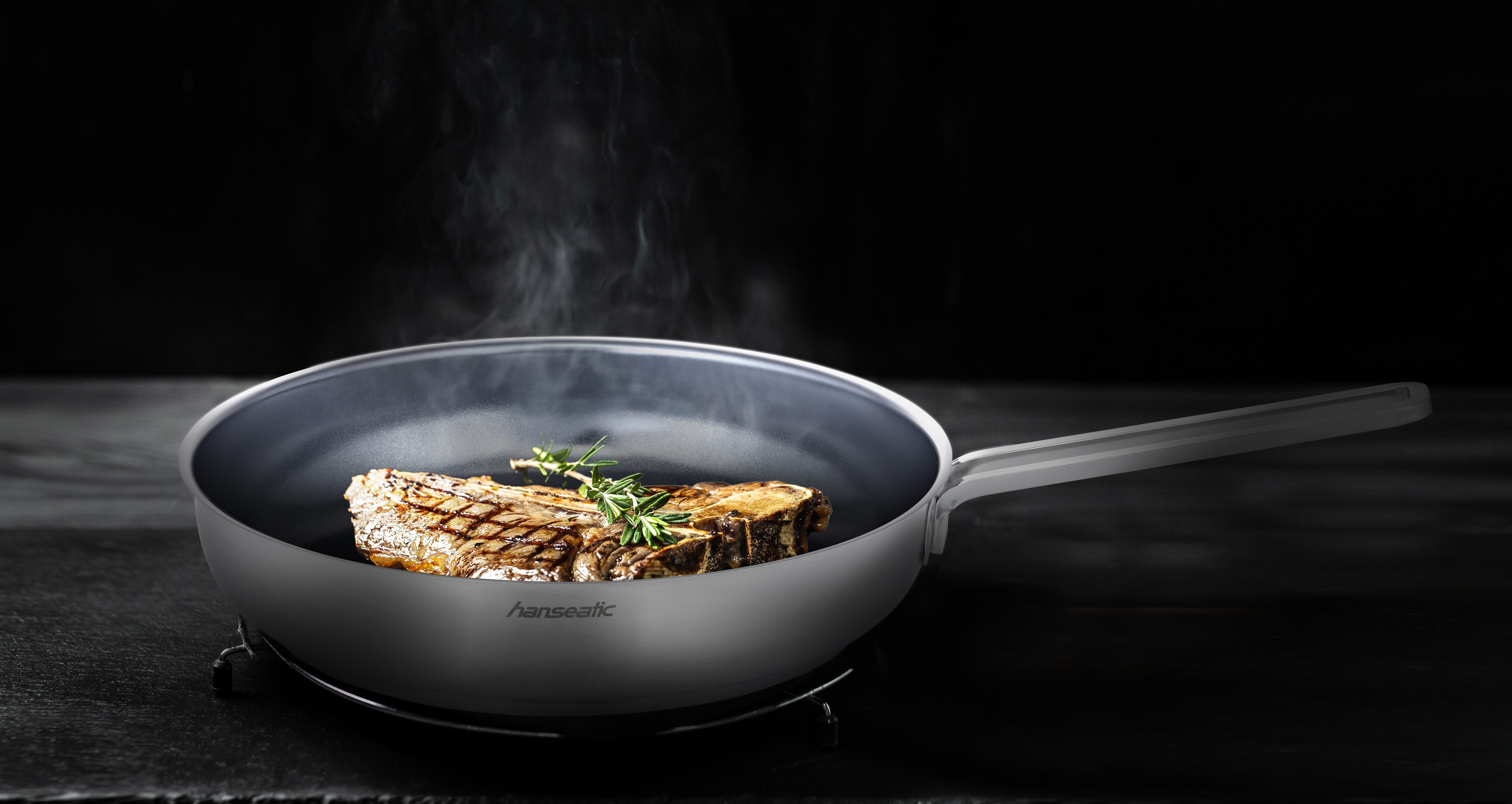 Hanseatic Pfannen-Set hanseatic, Edelstahl 18/10 (Set, 3-tlg., je 1x Pfanne 20 cm, 1,4 l; 24 cm, 2,2 l; 28 cm, 3,4 l), Antihaft-Versiegelung, beschichtet, Induktion