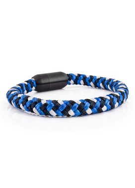 Akitsune Armband Portus Nylonarmband Mattschwarz - Blau-Weiß 18cm