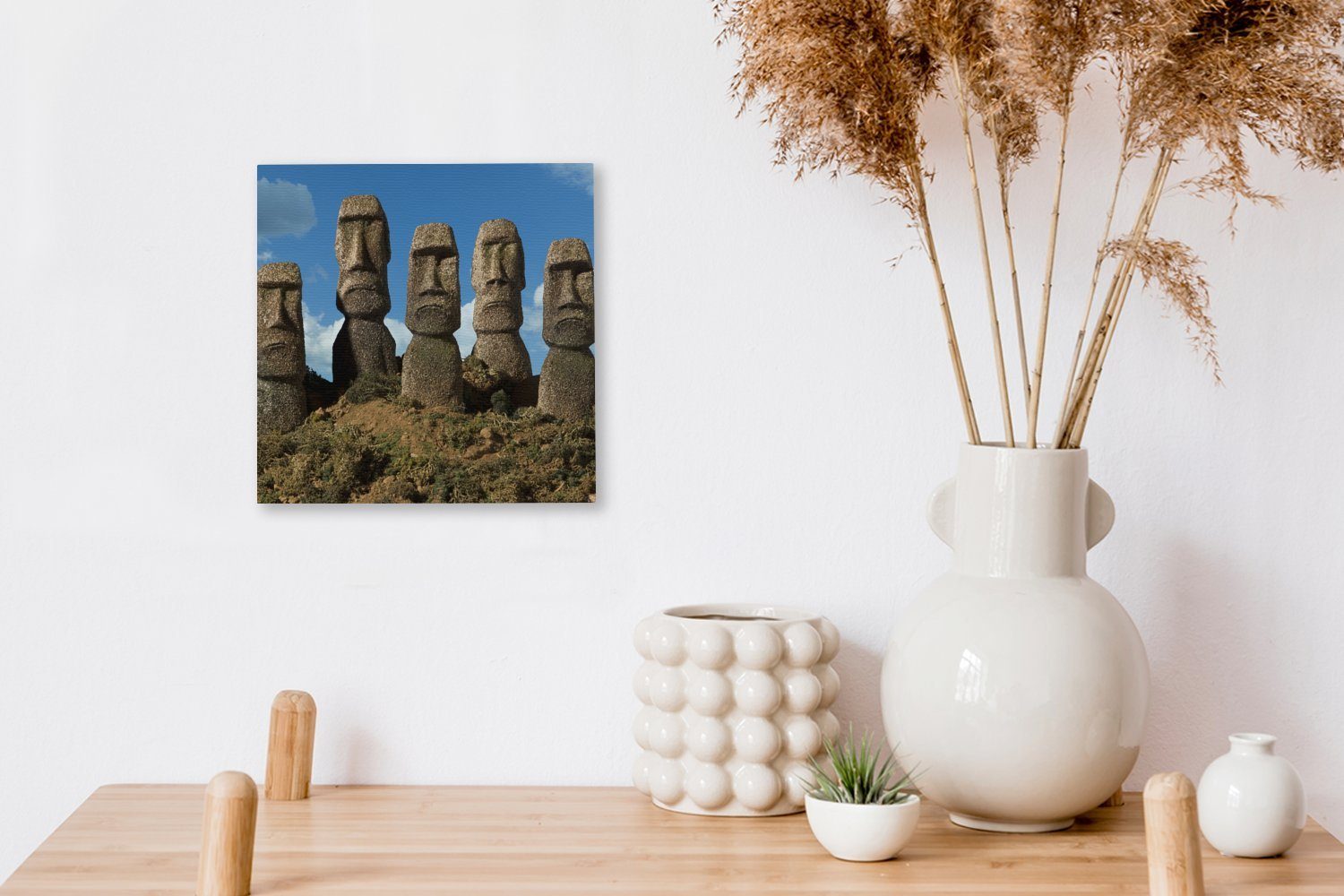 Wohnzimmer Leinwandbild St), Osterinsel, Bilder der OneMillionCanvasses® für (1 Moai-Statuen Schlafzimmer Leinwand auf Fünf