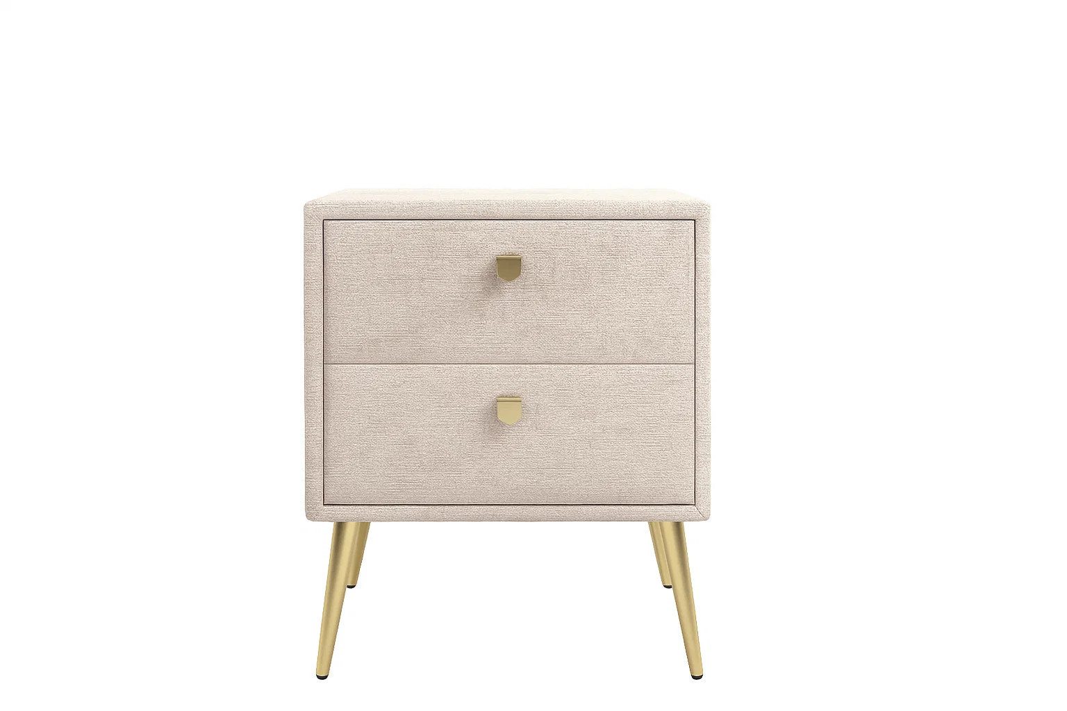 OTTO home Nachtschrank MOIVREE Polster-Nachtkommode wahlweise mit 2 Schubladen oder Fächer Nako auf goldenen Beinen, Maße B/T/H: 41/40,5/53,5cm, passend zum Bett