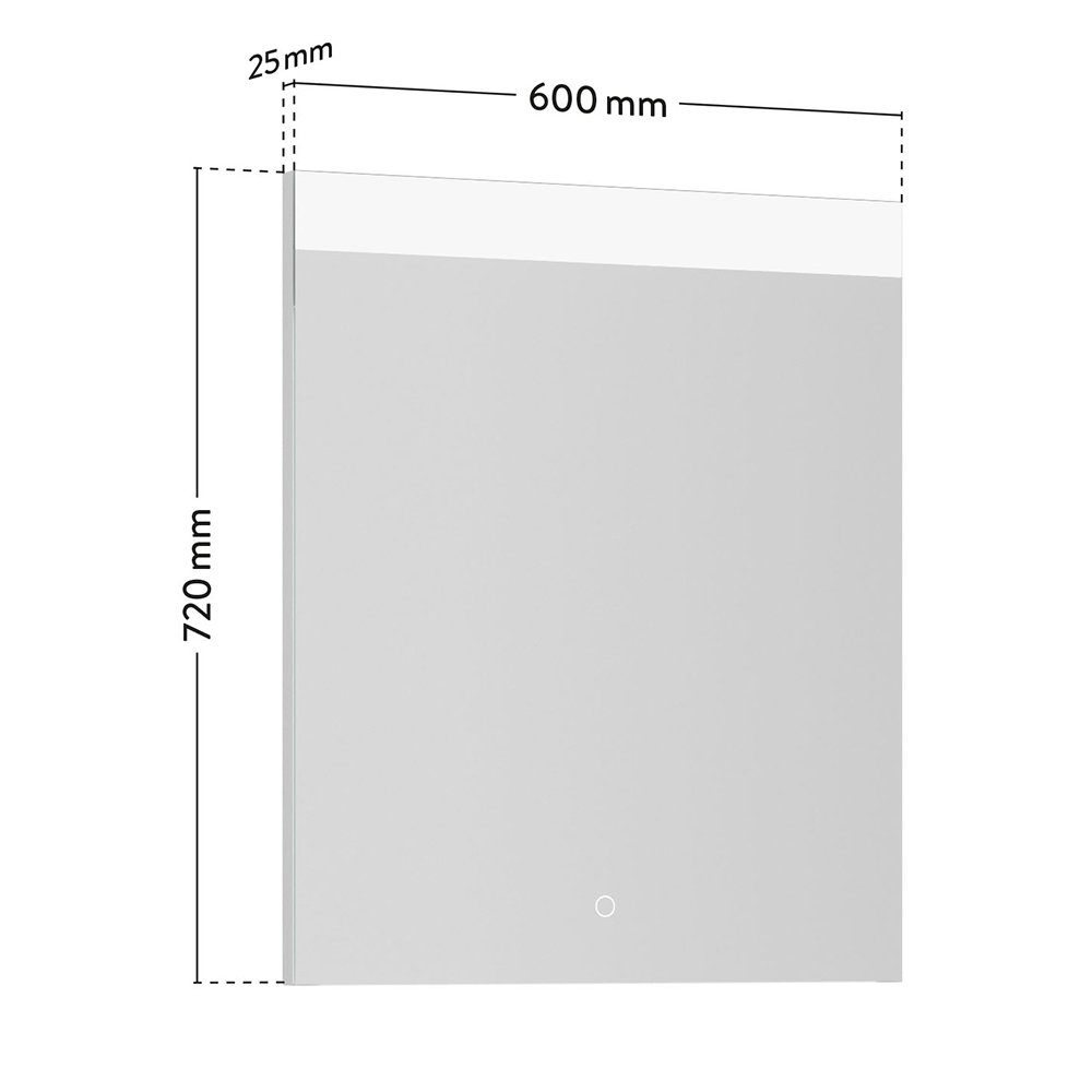 cm LED ca. Badspiegel B/H/T PALERMO-136-GREY, Spiegel mit 60/72/2,5 Beleuchtung, Lomadox Badezimmer