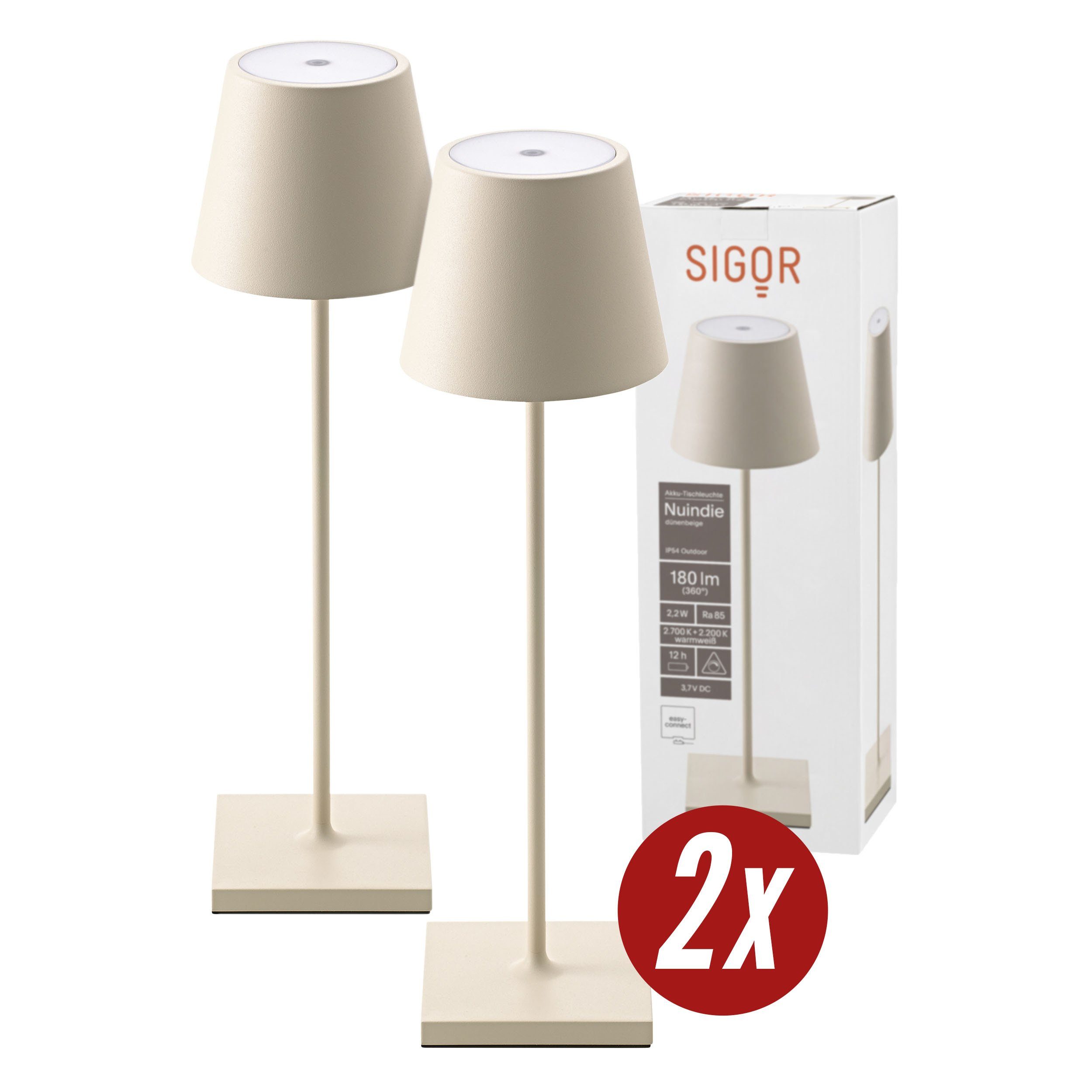 SIGOR LED Tischleuchte, Dimmbar, LED fest integriert, Warmweiß