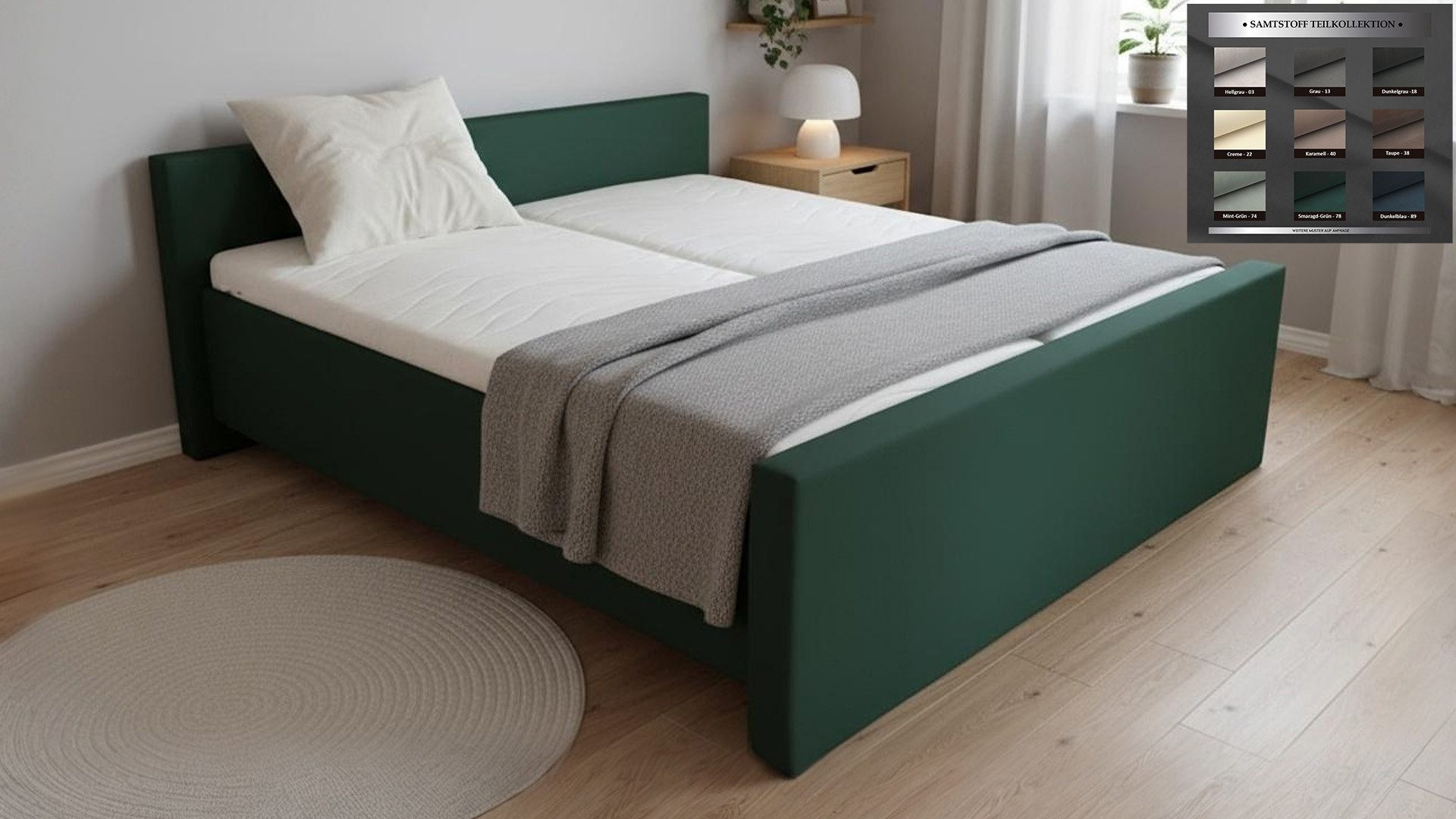 PAARA Polsterbett Las Vegas mit Bettkasten Kopfteil verstellbar (Lattenroste/n)