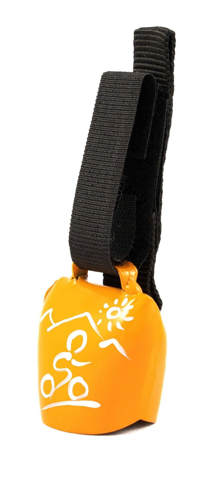 swisstrailbell Fahrradklingel fresh Colour: Orange mit weißem Mountainbiker, schwarzes Band