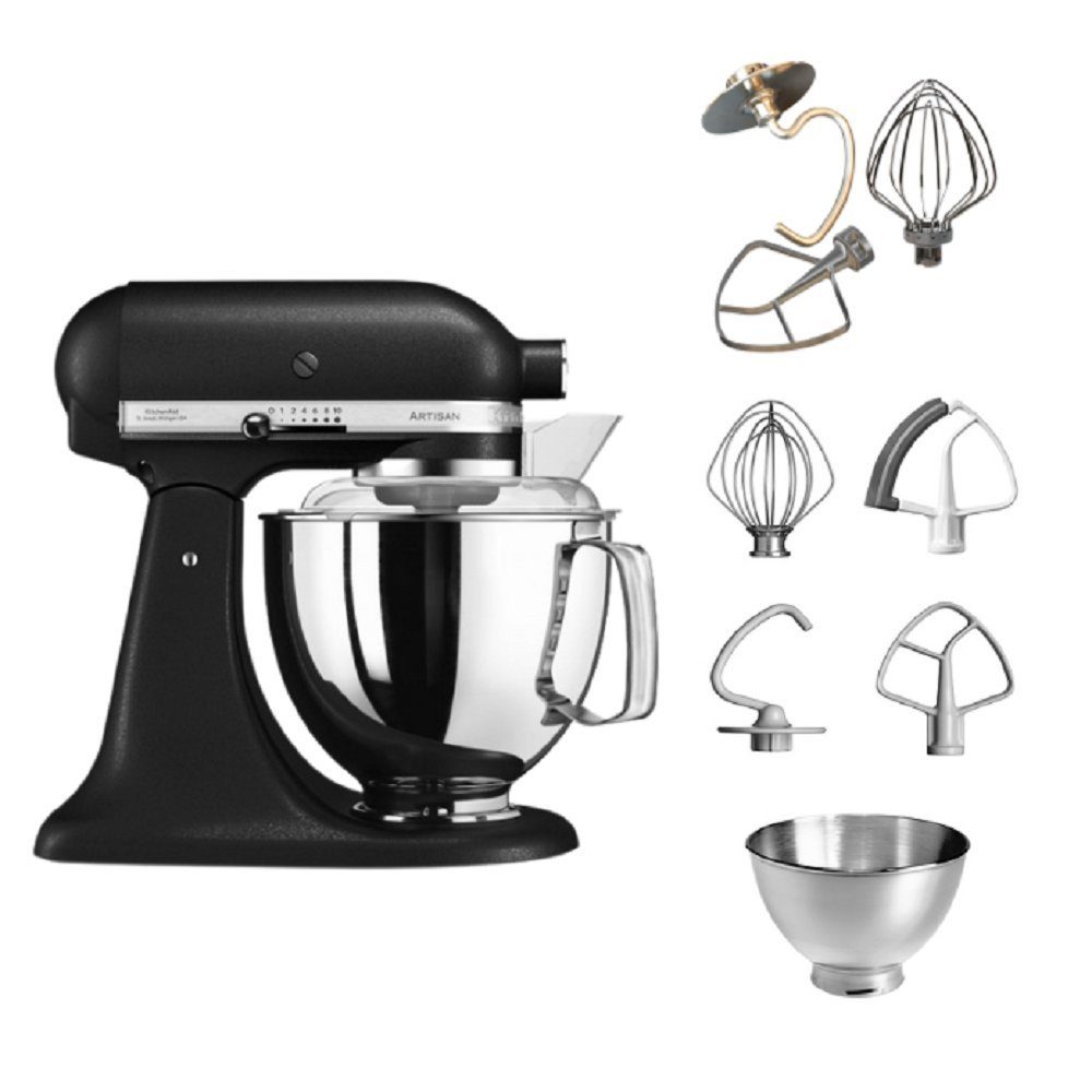 KitchenAid Küchenmaschine KitchenAid 5KSM175 Küchenmaschine Schwarz 4,8 Set Artisan Gusseisen Tschimmlover L