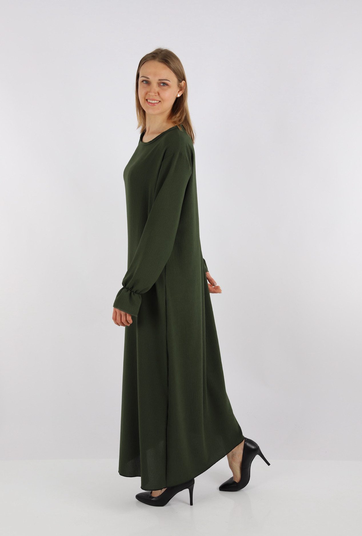 HELLO MISS Summer Dress Elegant Long Sleeve Abaya Dress Made of Jazz Fabric Summer Dress for Women in Solid Color