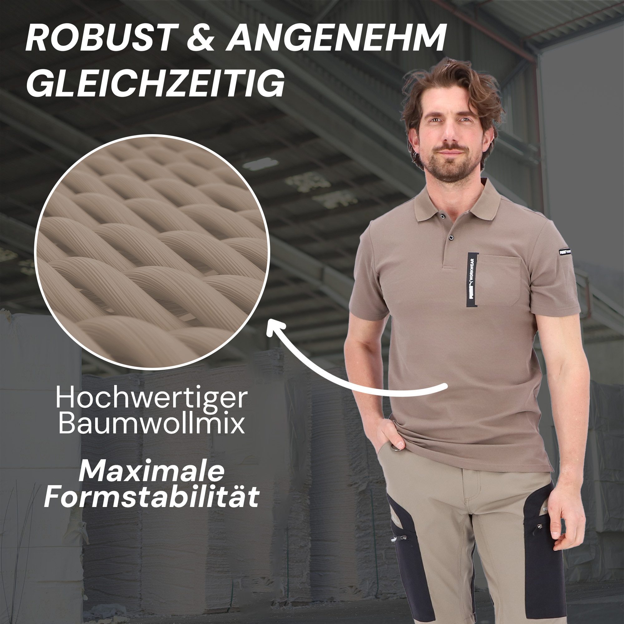 PUMA Workwear Poloshirt ADVANCED Herren Shirt mit Brusttasche und Utility Fach am Oberarm Strapazierfähiges und atmungsaktives Gewebe für Handwerk und Logistik