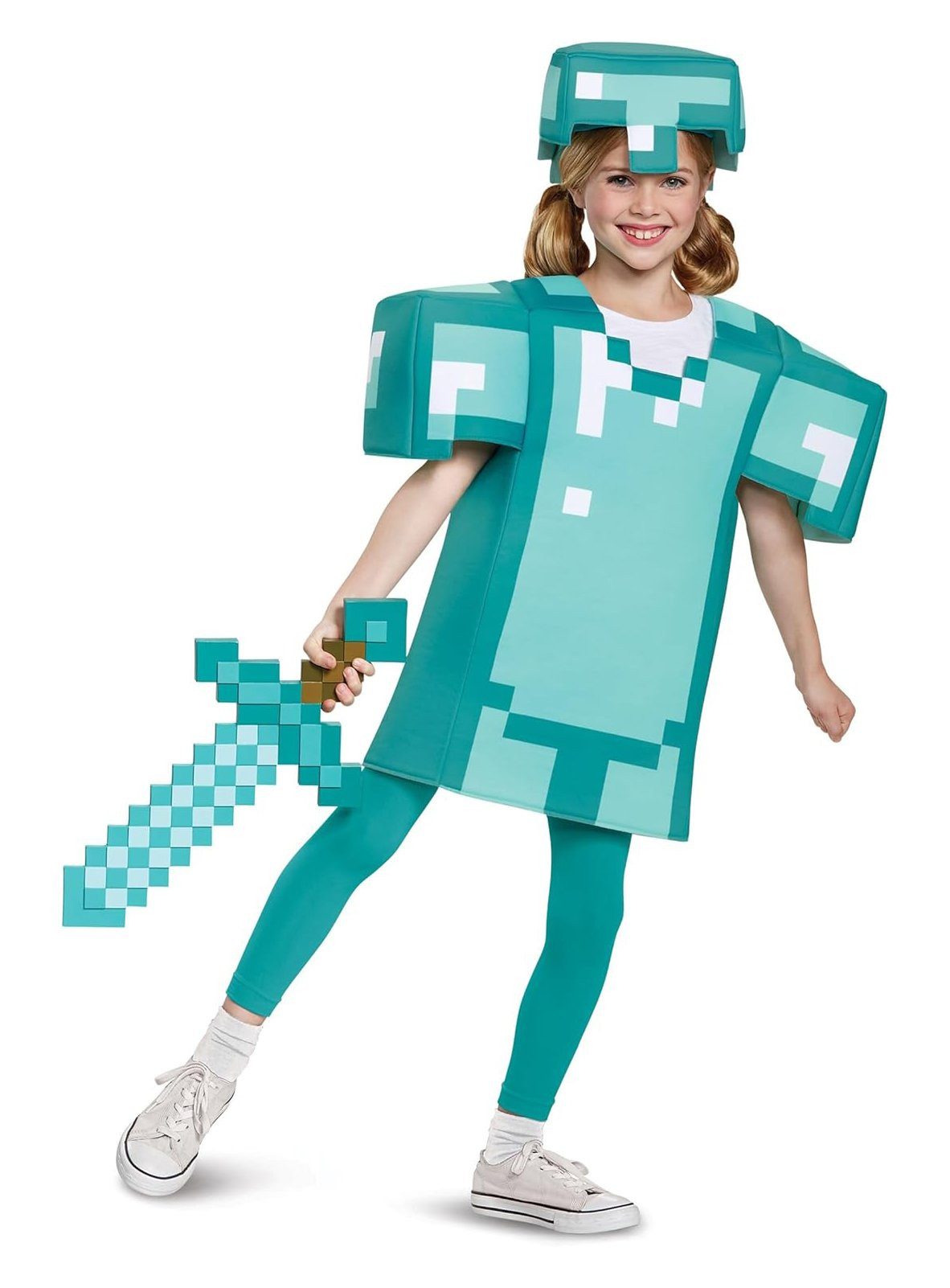 Metamorph Kostüm Minecraft Schwert Kostüm Zubehör Fasching Karneval, Die ikonische Pixel-Waffe aus dem beliebten 3D-Game