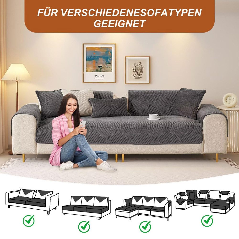 Minicloss Sofabezug 1 2 3 4 Sitzer Sofabezüge Couch Überzug L Form Ecksofa Sofa Couch, Überwurfdecke, Sofahusse Sofaüberwürfe rutschfest Sofa Abdeckung