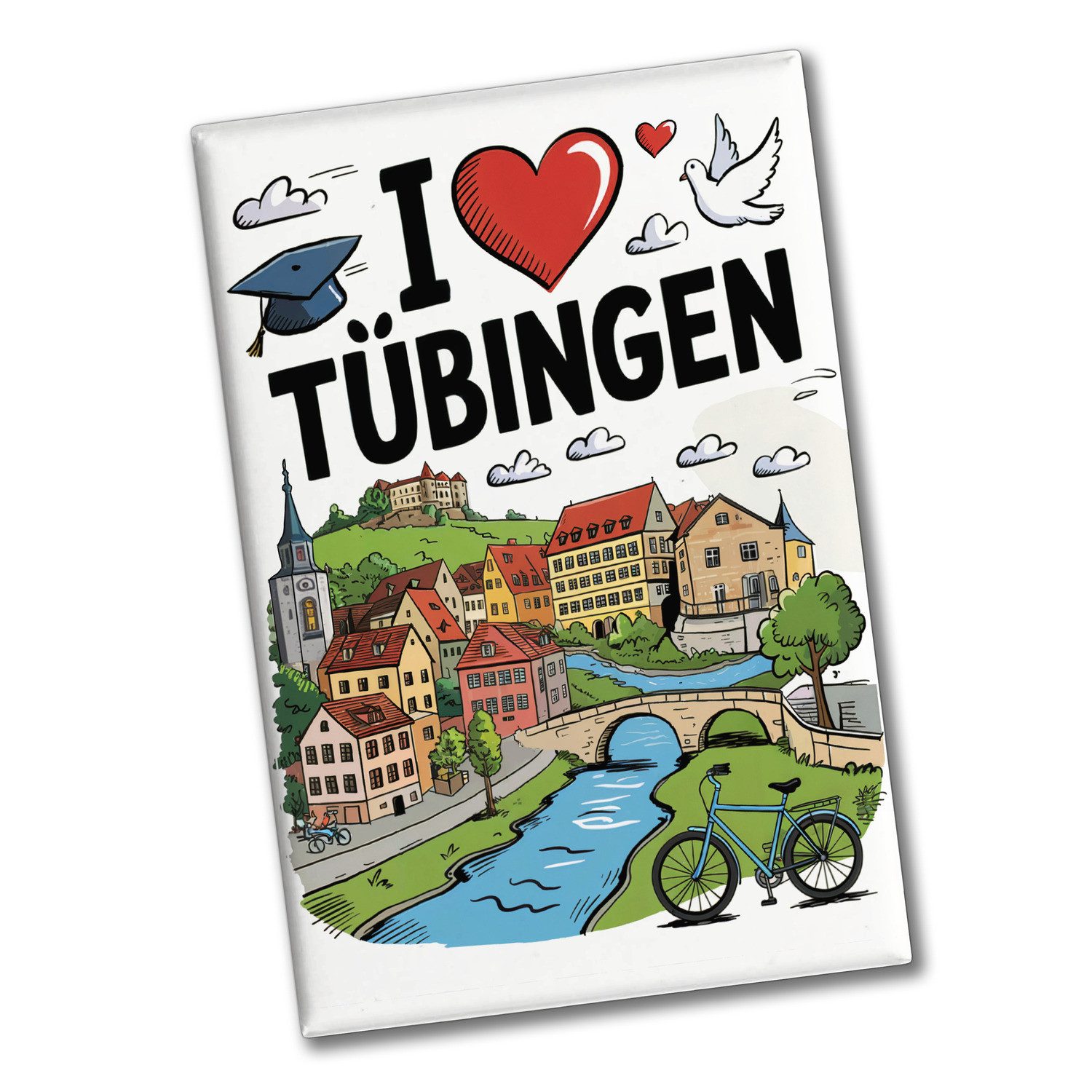 speecheese Magnet I love Tübingen Souvenir Souvenir Magnet mit Sehenswürdigkeiten
