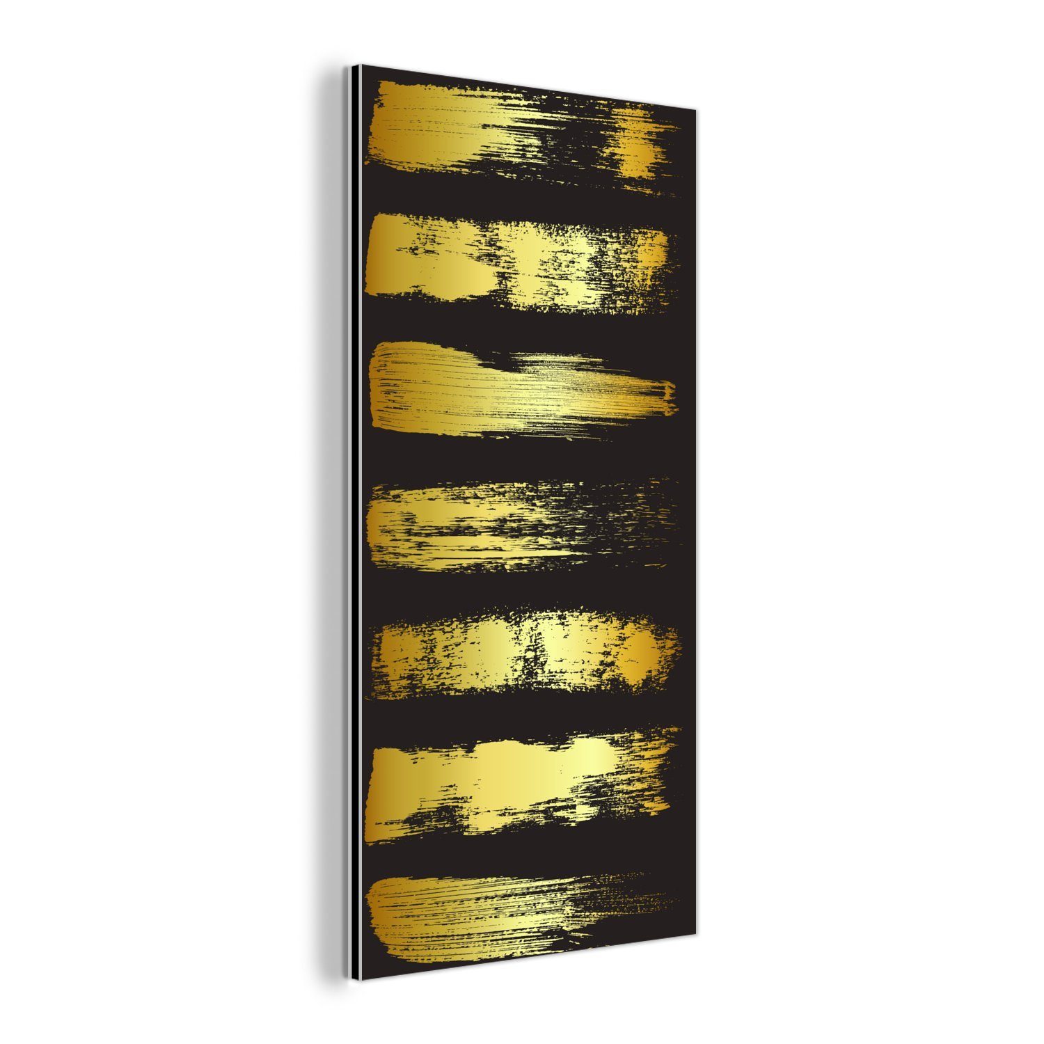 MuchoWow Metallbild Goldene Streifen auf schwarzem günstig online kaufen