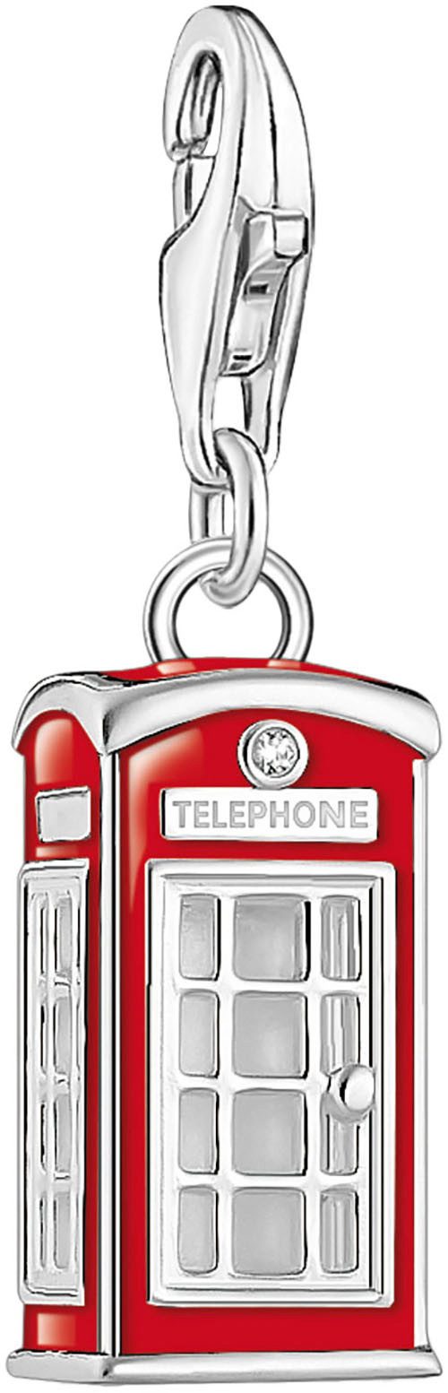 THOMAS SABO Charm-Einhänger rotes LONDON Telefonhäuschen, mit Zirkonia (synth)