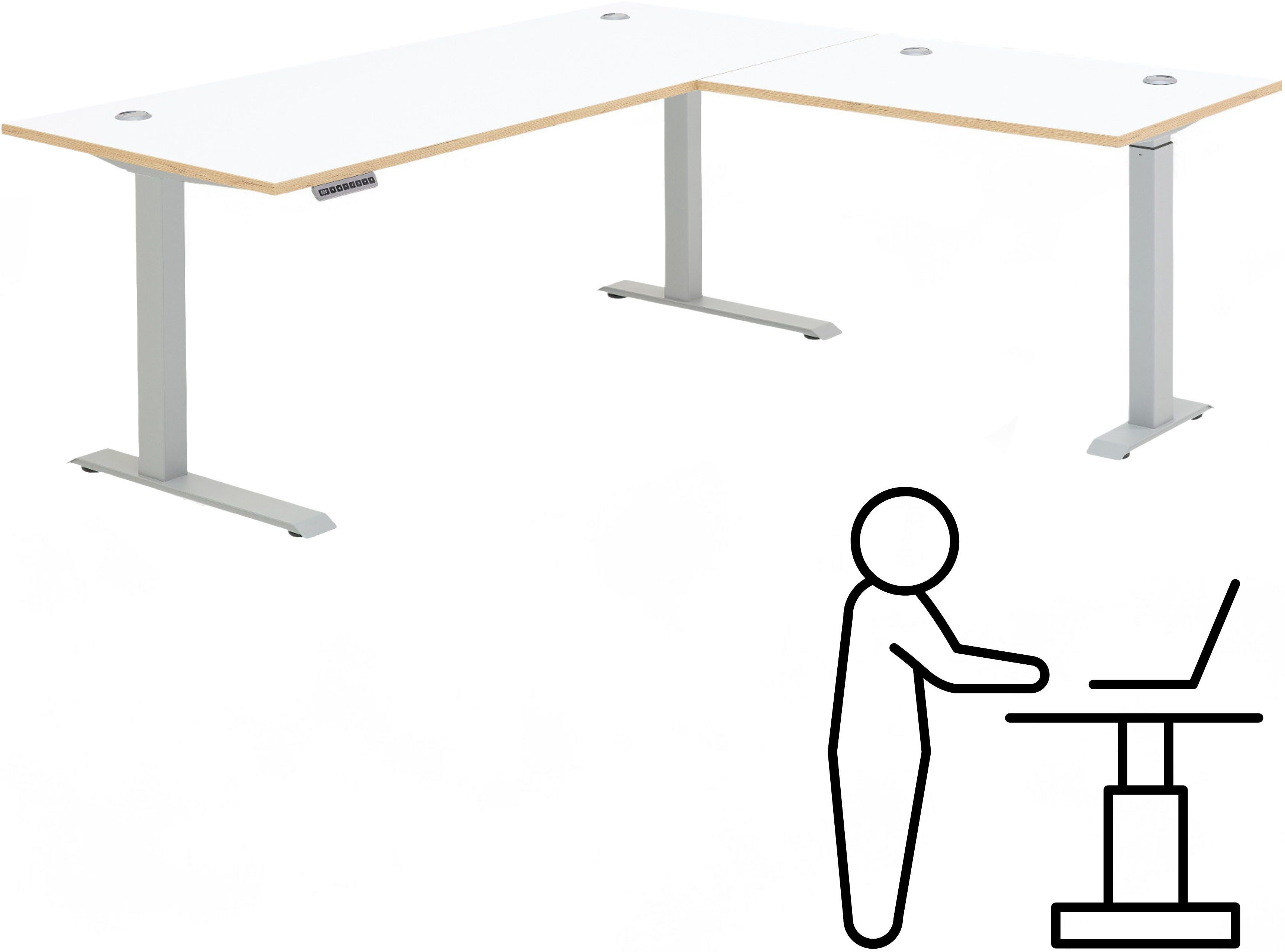 Innostyle Schreibtisch Memphis Eckschreibtisch, 185x72x177cm (B/H/T) (1-St), Soft Touch Oberfläche, Füße justierbar, Memory Funktion