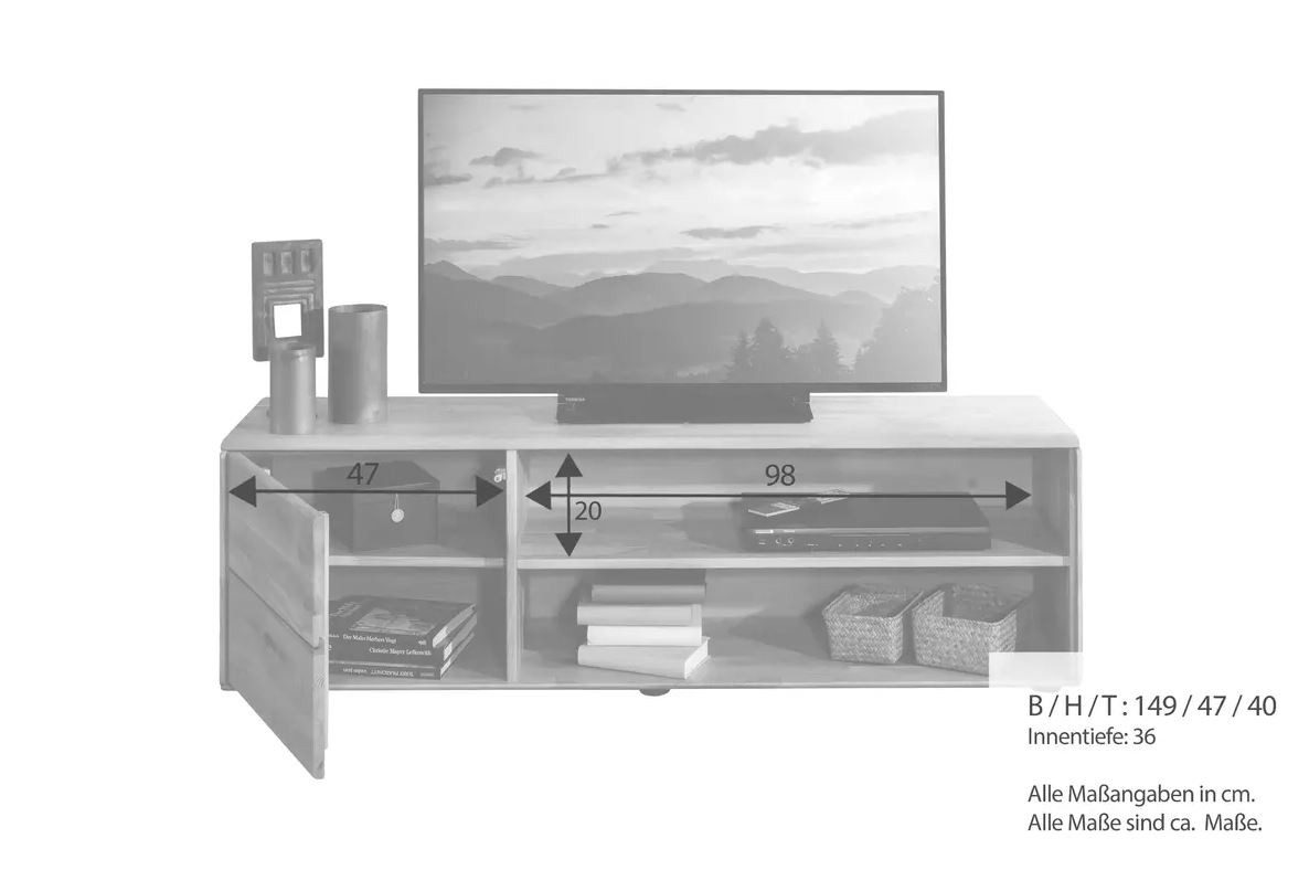 Main Möbel TV-Schrank TV Element 149x47cm "Messina" Kernbuche massiv
