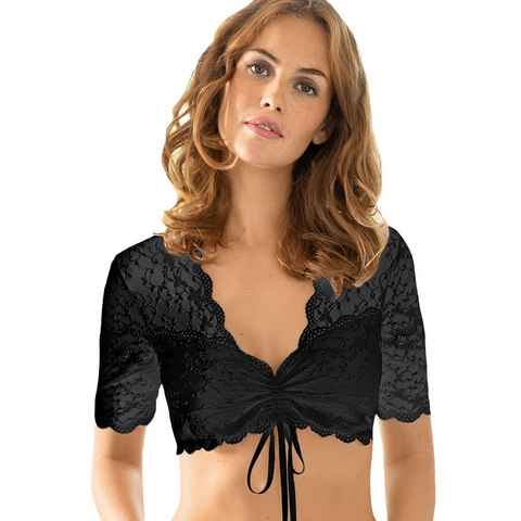 Nina Von C. Dirndlbluse Spitzen Bluse 'Linnea' Halbarm 48463971, Schwarz