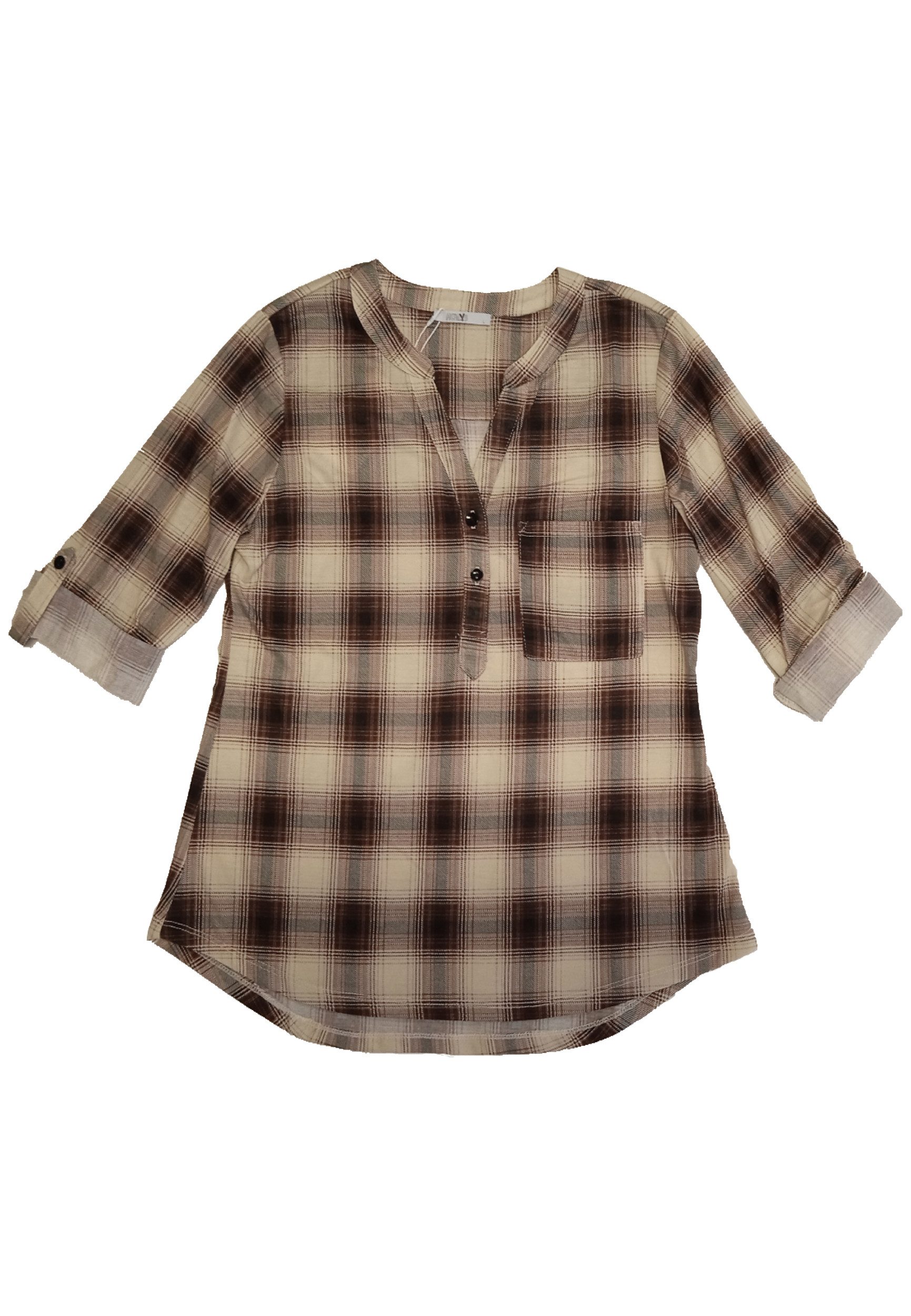 HaILY’S Blusenshirt Karomuster Hemd, Rundhals, halbe Ärmel 3/4 P BL Di44nar günstig online kaufen