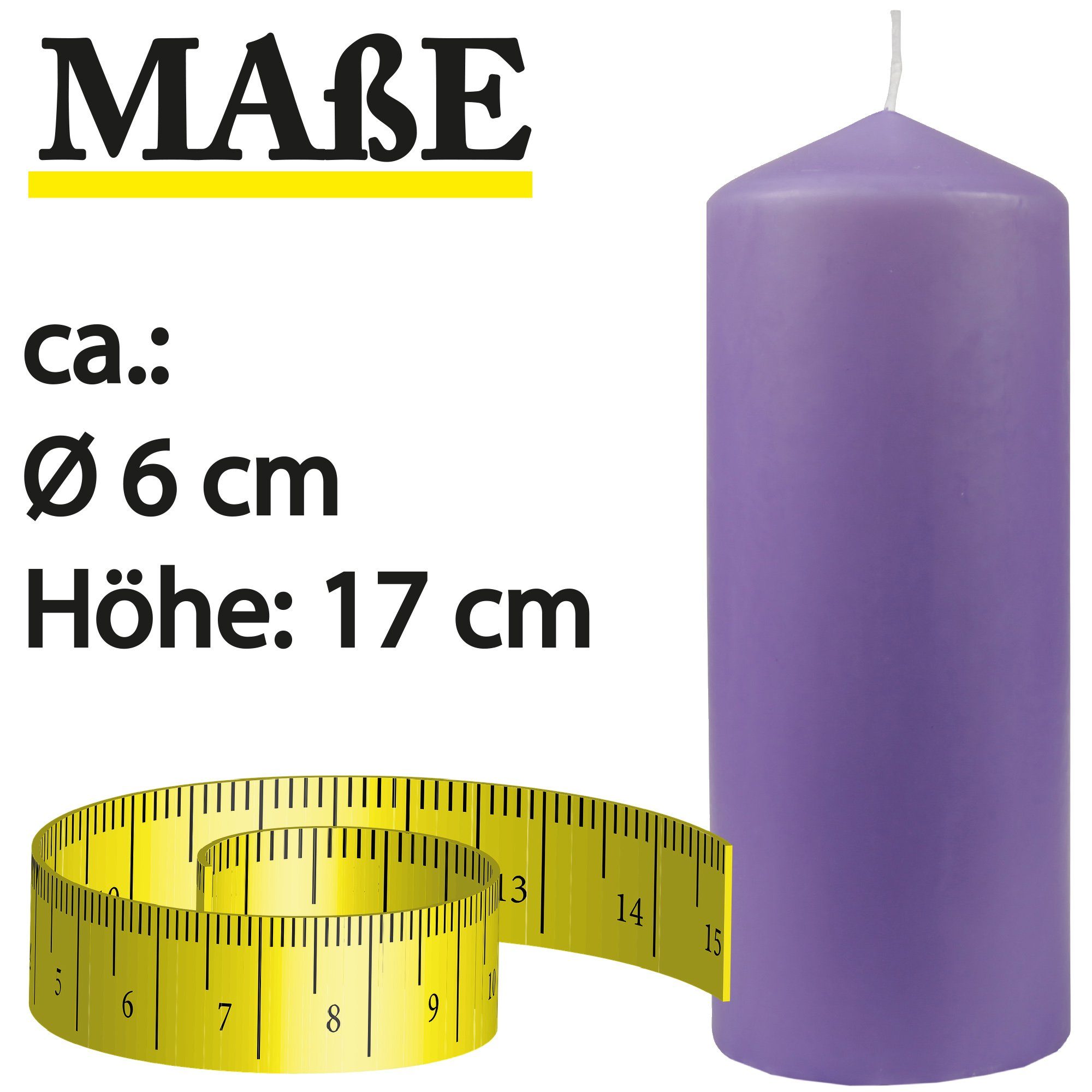 HS Candle Adventskerze Stumpenkerze (1-tlg), Wachskerzen Ø6cm x 17cm - Kerze in vielen Farben