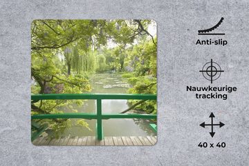 MuchoWow Gaming Mauspad Blick auf das Wasser von der japanischen Brücke im Garten von Monet in (1-St), Mousepad mit Rutschfester Unterseite, Gaming, 40x40 cm, XXL, Großes