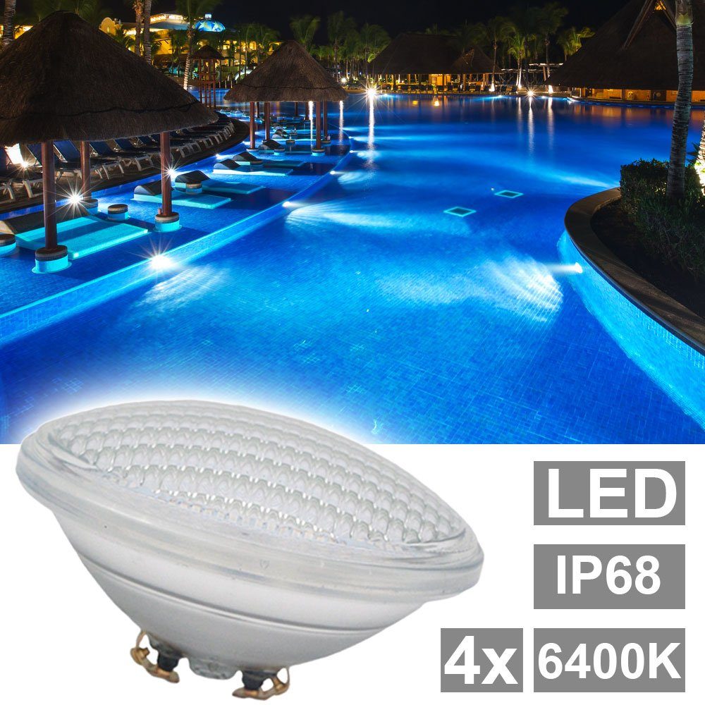 W kaltweiß Pool 6400 4er 8 LED-Leuchtmittel, Set Bad LED Schwimm etc-shop PAR56 Leuchtmittel