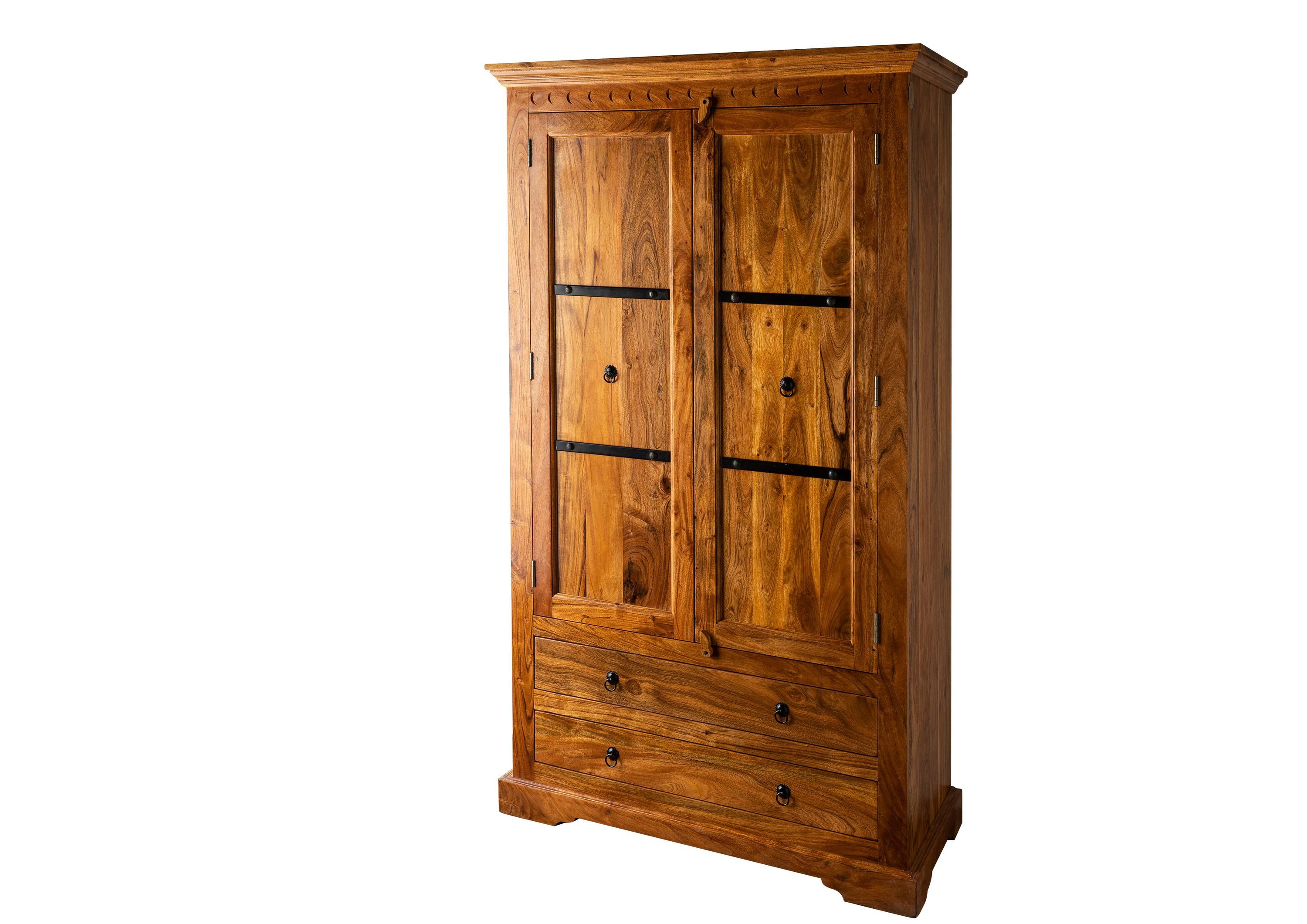 Massivmoebel24 Dreh-/Schwebetürenschrank OXFORD (OXFORD Schrank #0419 Akazie honig massiv) OXFORD Schrank #0419 Akazie honig massiv