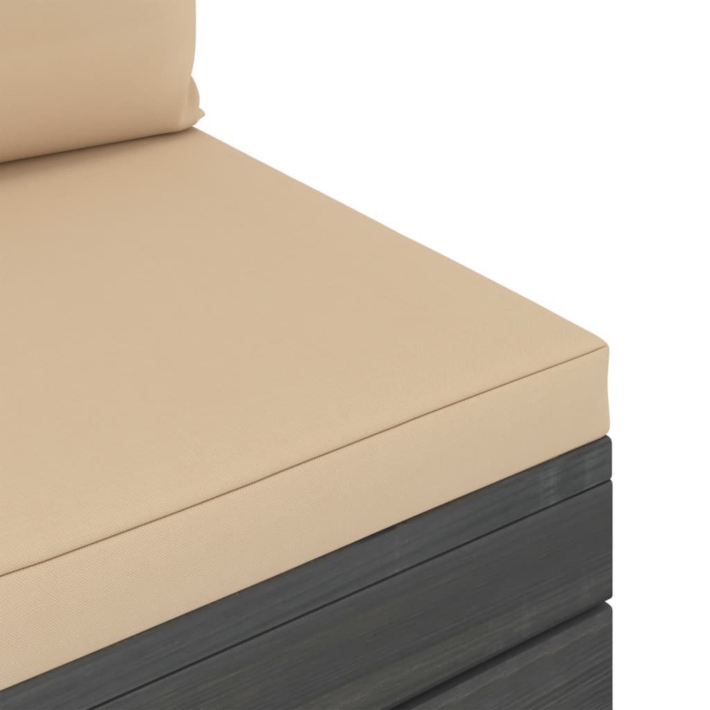 aus vidaXL Kiefernholz, (11-tlg) Gartenlounge-Set Kissen mit Paletten 11-tlg. Garten-Sofagarnitur Beige