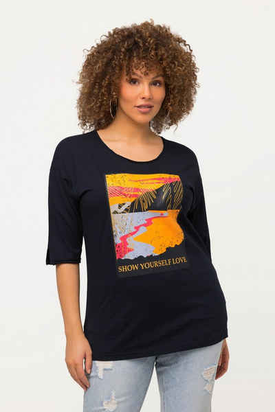 Ulla Popken Rundhalsshirt T-Shirt Landschaft Oversized Rundhals Halbarm
