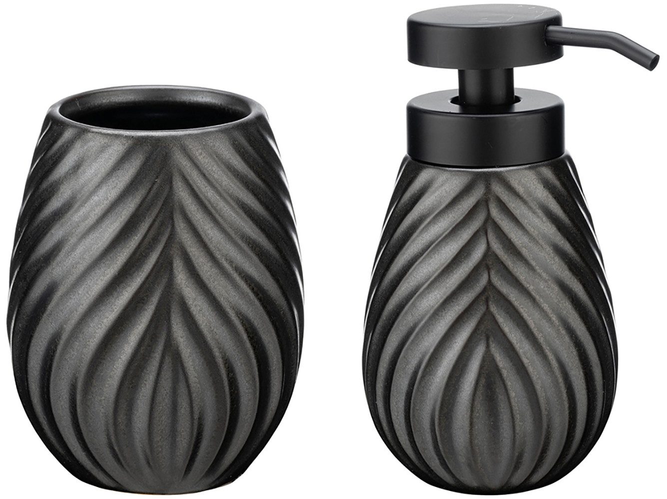 WENKO Badaccessoire-Set Modell Idro Anthrazit, 2 tlg., Seifenspender und Za günstig online kaufen