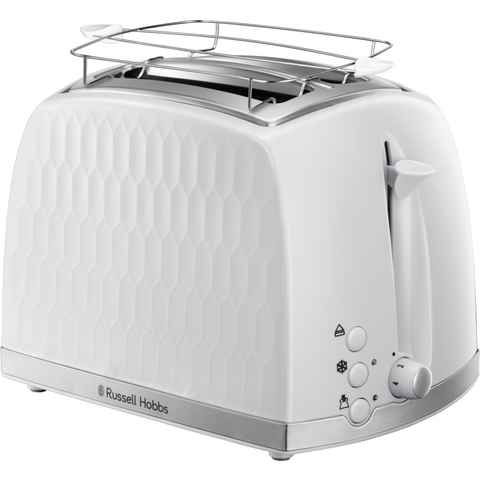 RUSSELL HOBBS Toaster 26060-56 Honeycomb, 2 kurze Schlitze, für 2 Scheiben, 850 W, Brötchenaufsatz, Auftaufunktion, Aufwärmfunktion