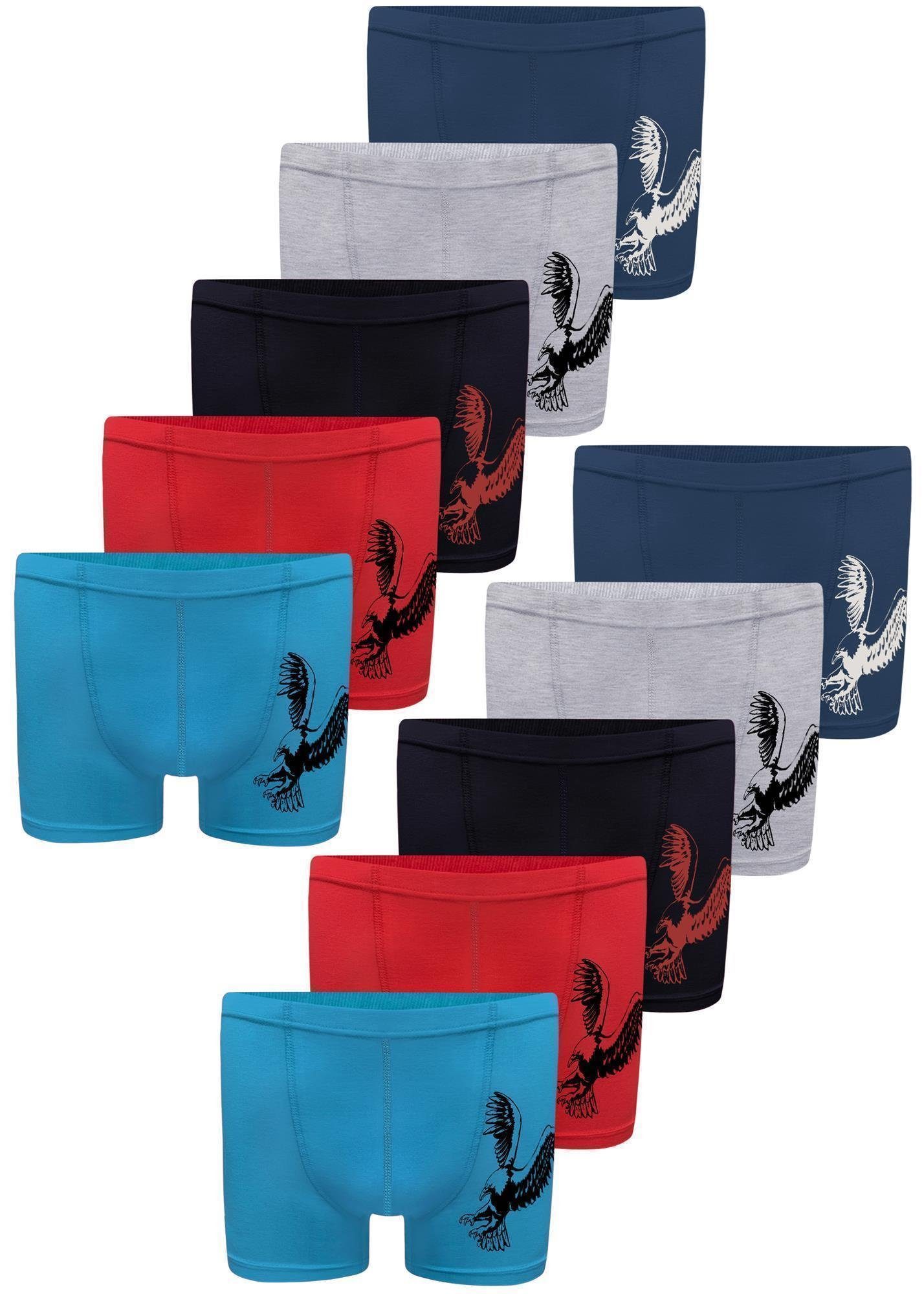 LOREZA Boxershorts 10er Pack Jungen Boxershorts - Adler - 92-158 (Spar-Packung, 10-St)