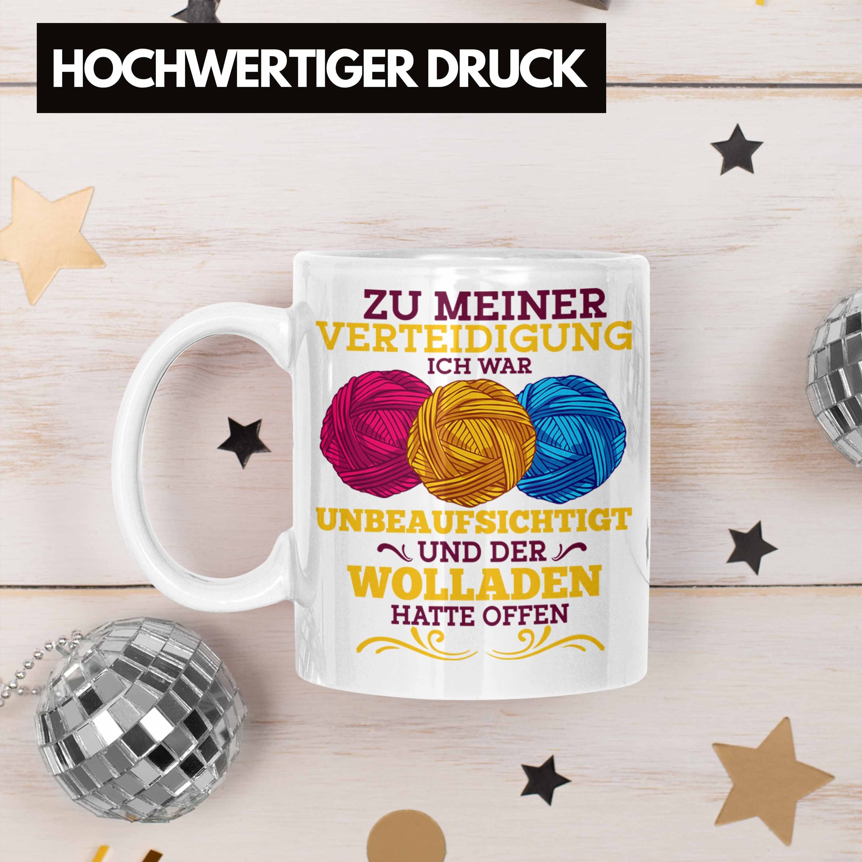 Oma Häkel-Tasse Weiss Stricken Strick Rentne Trendation Häkeln Geschenk Tasse Lustige Spruch