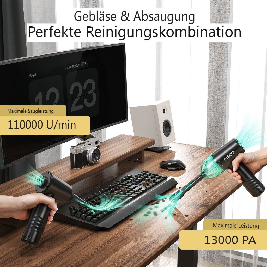 Insma Handstaubsauger 3 Gang Elektrische Staubgebläse + Staubsauger kabellos, Druckluftsauger 100000 U/min für Laptop, Sofa, Tastatur