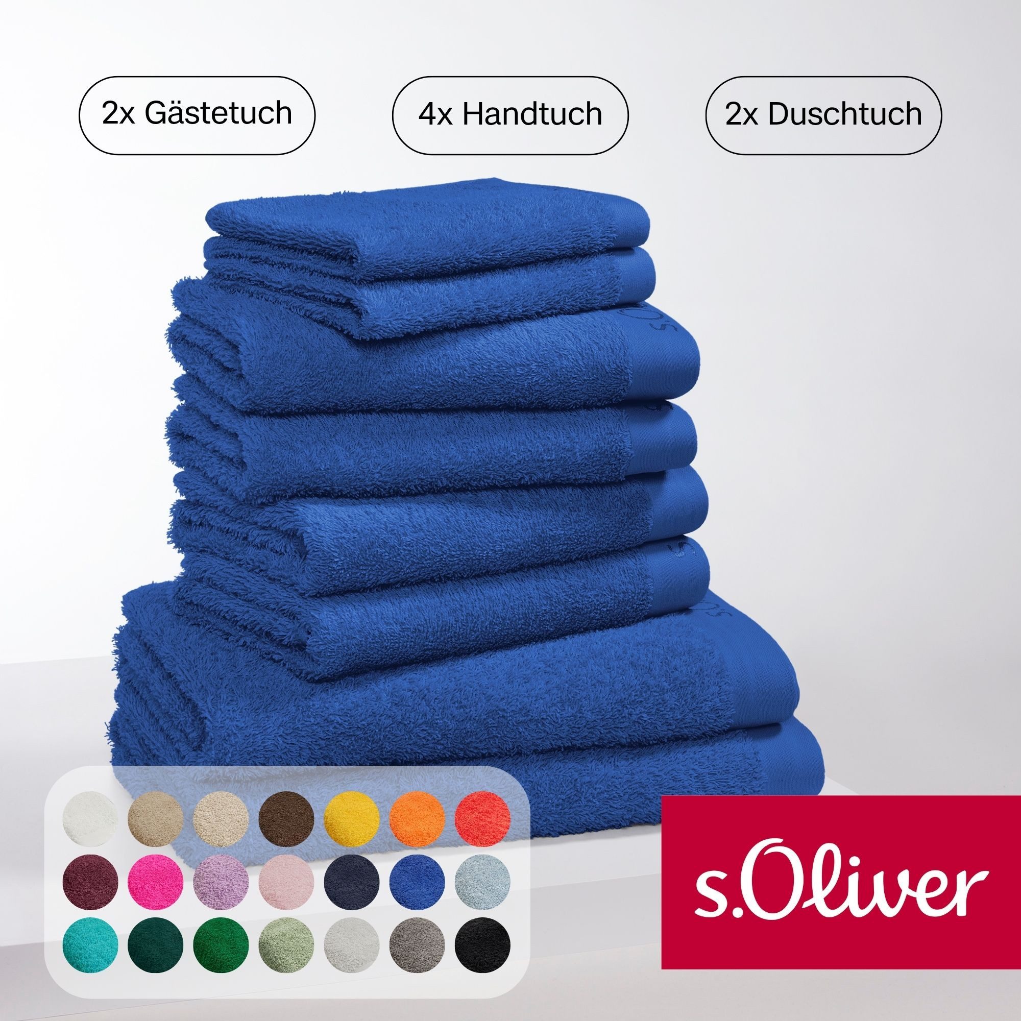 s.Oliver Handtuch Set s.Oliver, Premium Qualität, 600 gr/m², Walkfrottier (Set, 8-St), 2 Gästetücher 30x50, 4 Handtücher 50x100, 2 Duschtücher 70x140